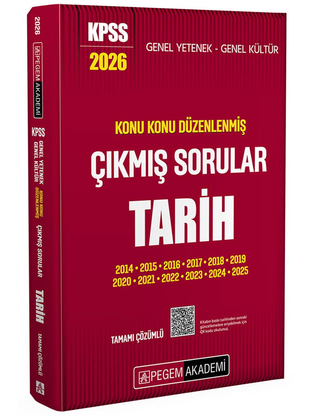 2026 Pegem Yayınları KPSS Genel Yetenek Genel Kültür Konu Konu Düzenlenmiş Tamamı Çözümlü Çıkmış Sorular TARİH