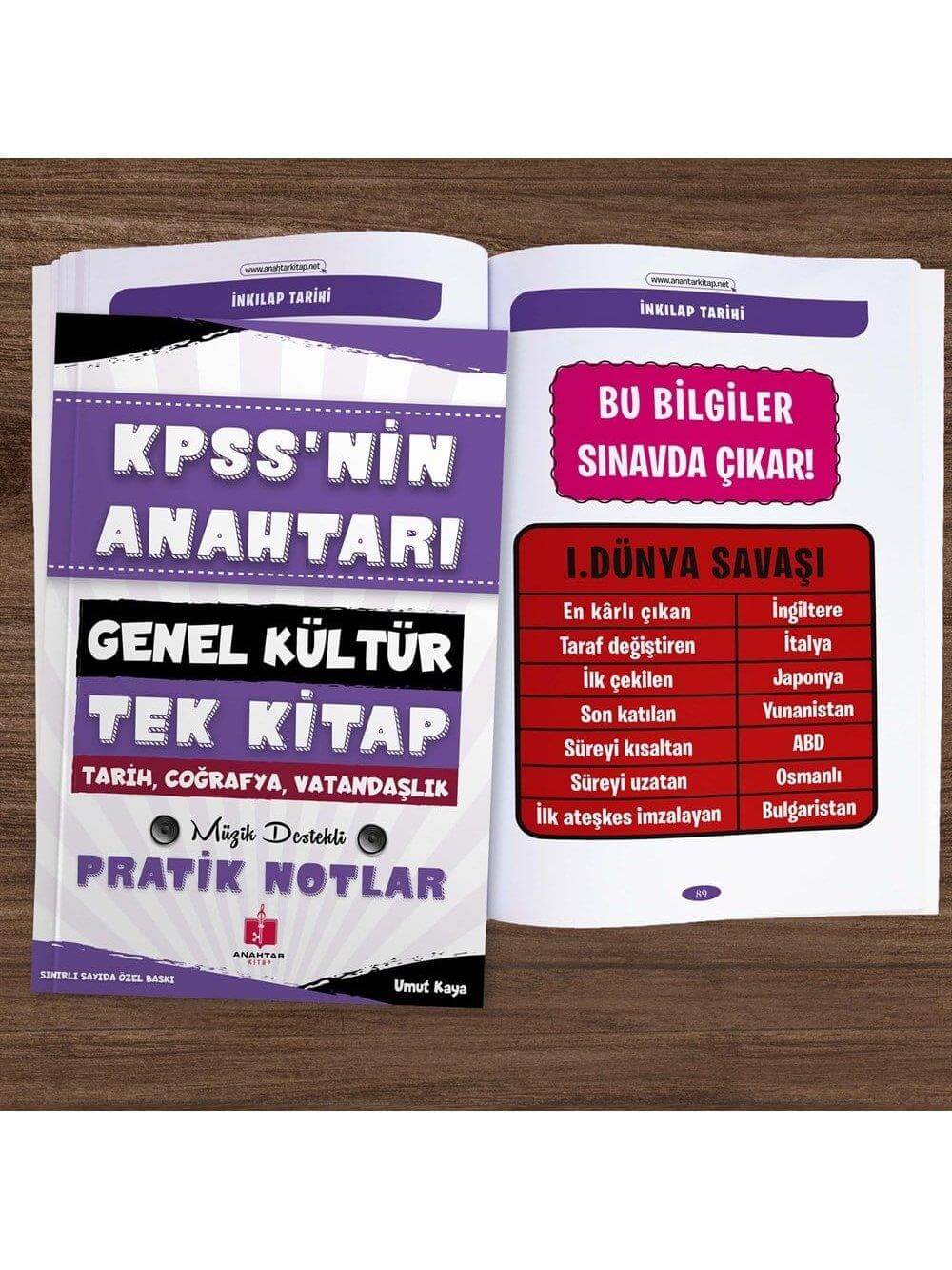 Anahtar Kitap 2026 KPSS'nin Anahtarı Hafıza Teknikleriyle Müzik Destekli Pratik Notlar - Genel Kültür Tek Kitap