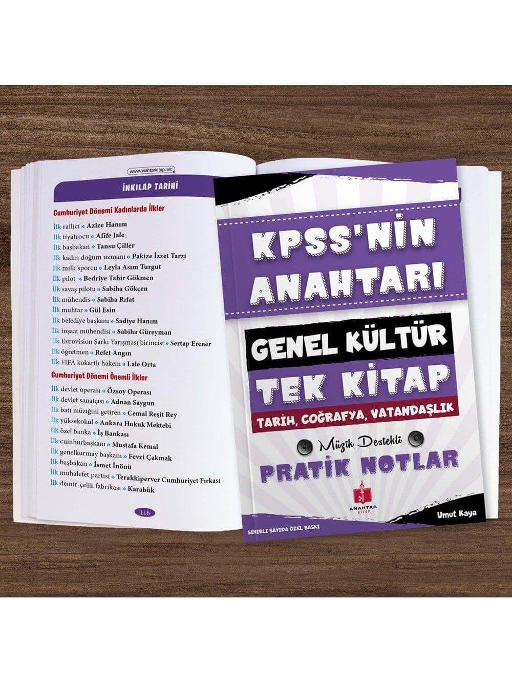 Anahtar Kitap 2026 KPSS'nin Anahtarı Hafıza Teknikleriyle Müzik Destekli Pratik Notlar - Genel Kültür Tek Kitap