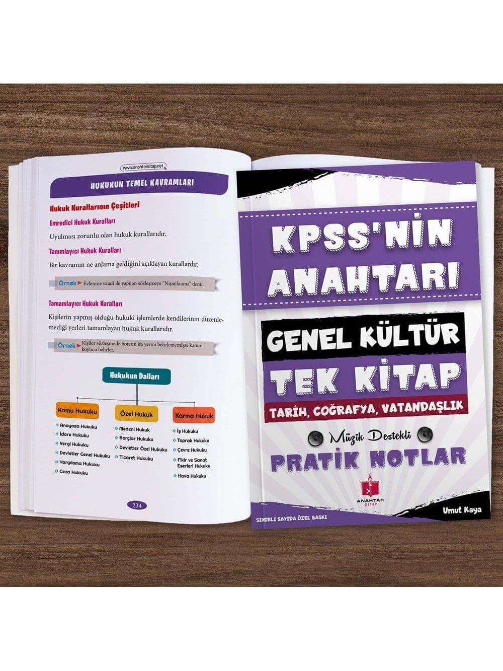 Anahtar Kitap 2026 KPSS'nin Anahtarı Hafıza Teknikleriyle Müzik Destekli Pratik Notlar - Genel Kültür Tek Kitap