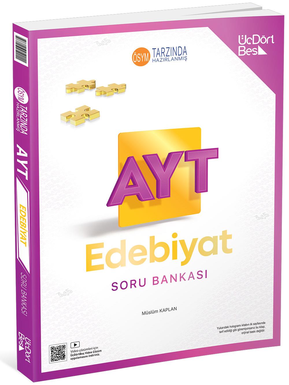 Üç Dört Beş 2026 YKS AYT Edebiyat Soru Bankası - Müslüm Kaplan Üç Dört Beş Yayınları