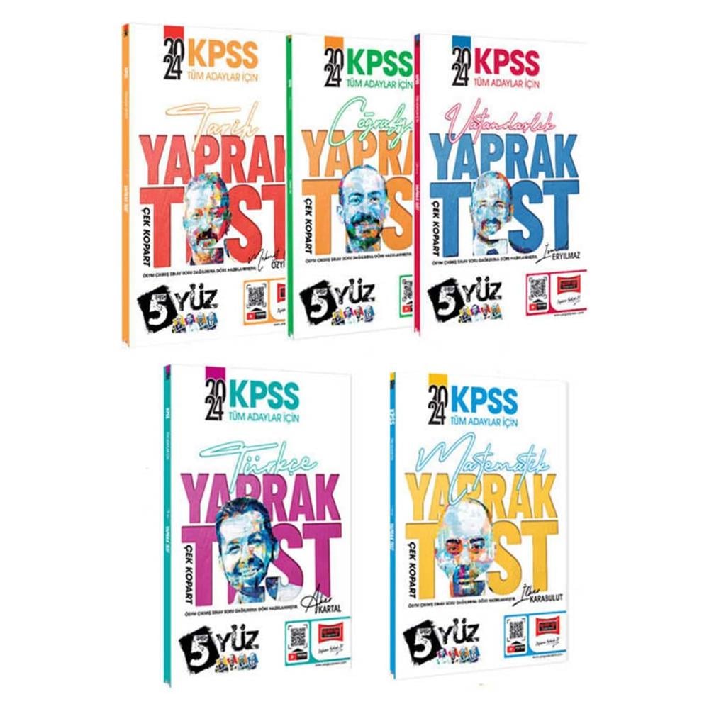Yargı Yayınları 2024 KPSS Tüm Adaylar İçin 5Yüz Ekibi Çek Kopart Yaprak Test Seti 5 Kitap