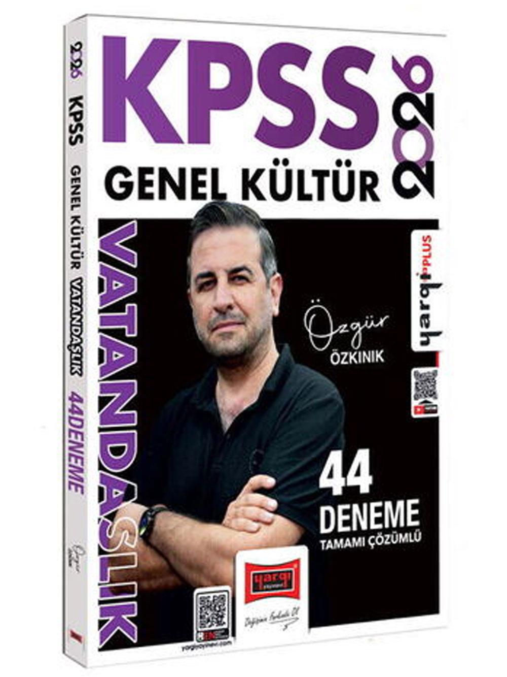 Yargı Yayınları 2026 KPSS Genel Kültür Tamamı Çözümlü Vatandaşlık 44 Deneme (Özgür Özkınık)