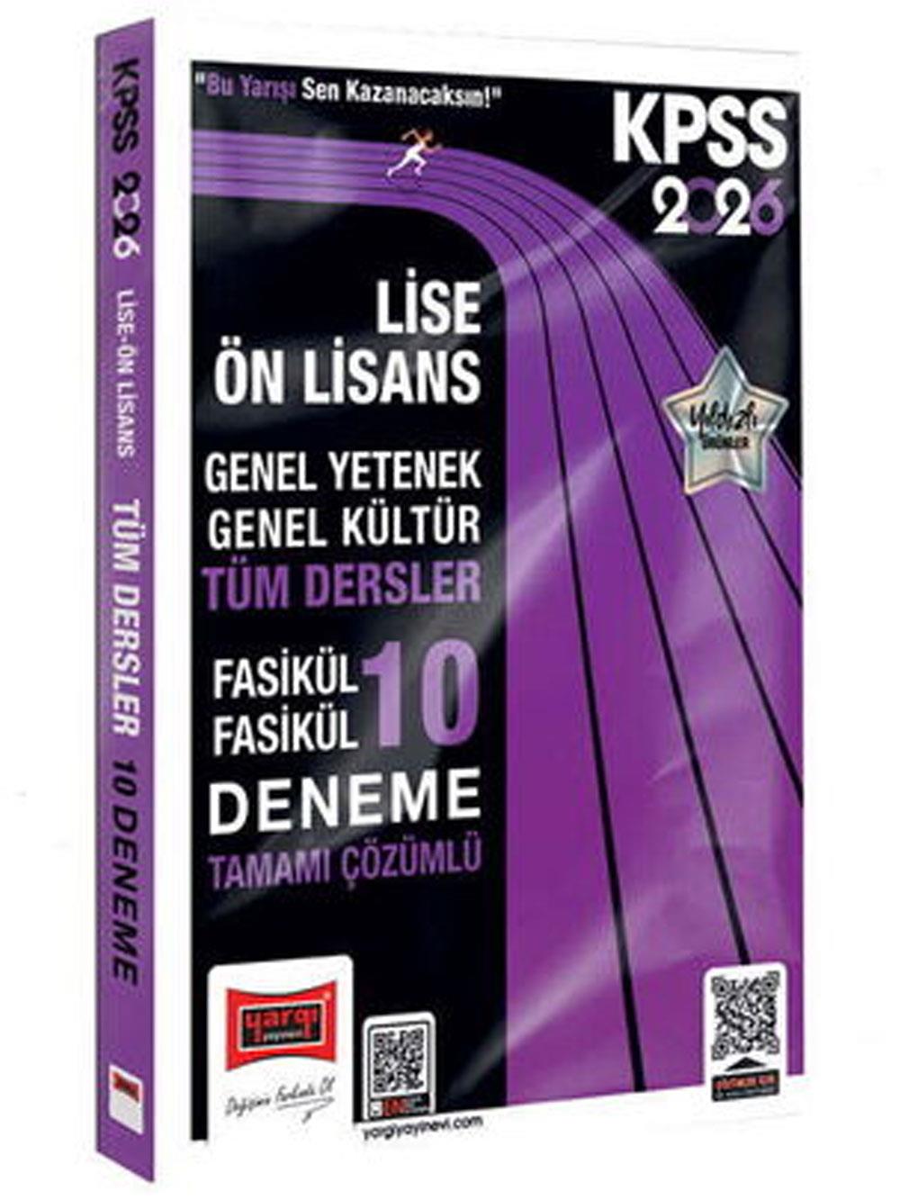 Yargı Yayınları 2026 KPSS GK-GY Lise Ön Lisans Tüm Dersler Fasikül Fasikül Tamamı Çözümlü 10 Deneme