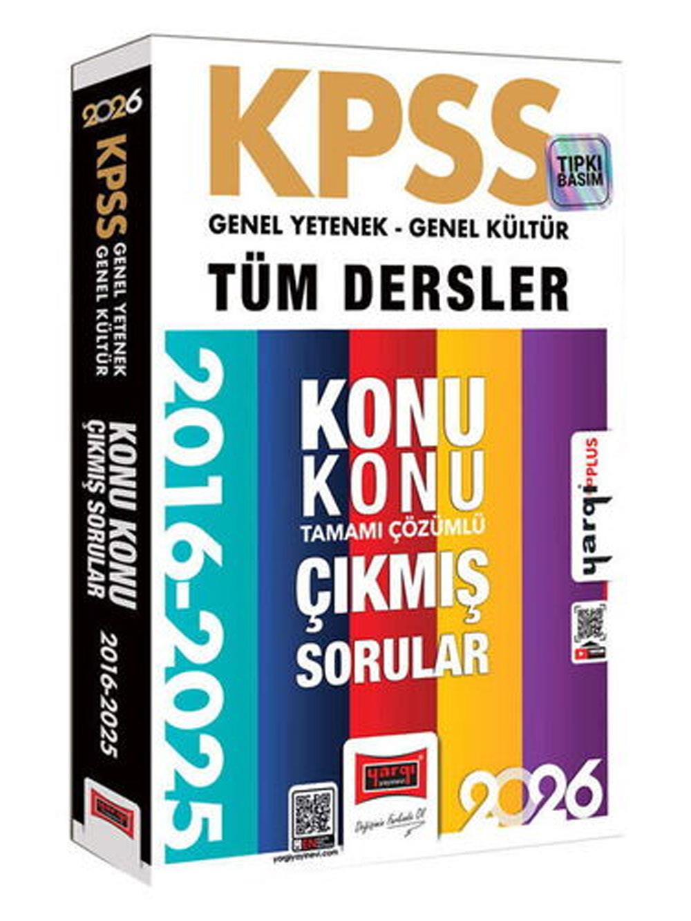 Yargı Yayınları 2026 KPSS GK-GY Tüm Dersler Tamamı Çözümlü 9 Yıl Çıkmış Sorular (2016-2025)