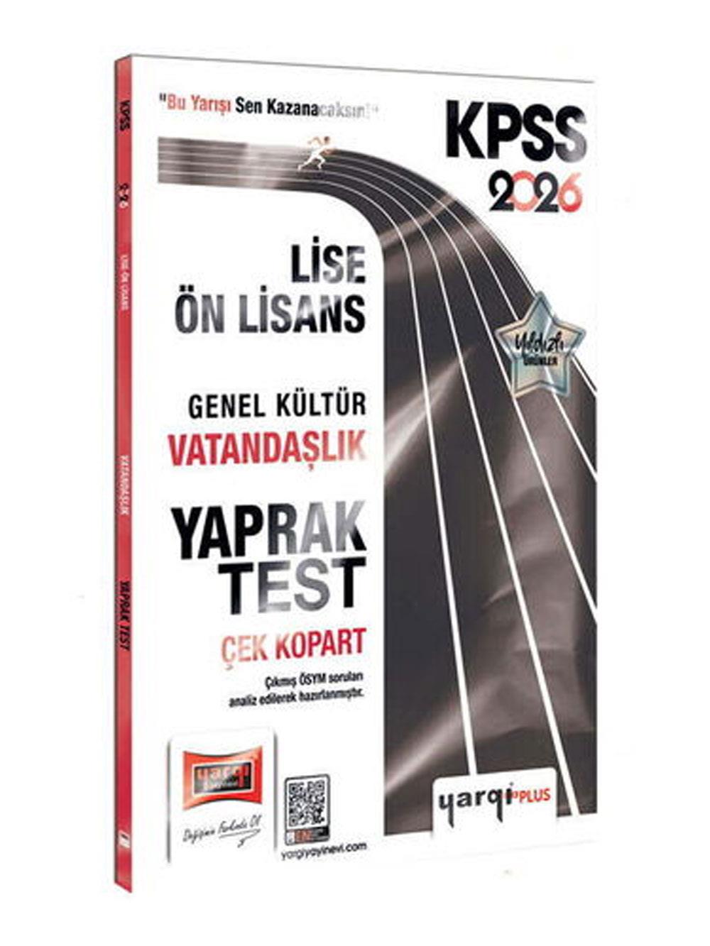 Yargı Yayınları 2026 KPSS Lise-Ön Lisans Genel Kültür Vatandaşlık Çek Kopart Yaprak Test