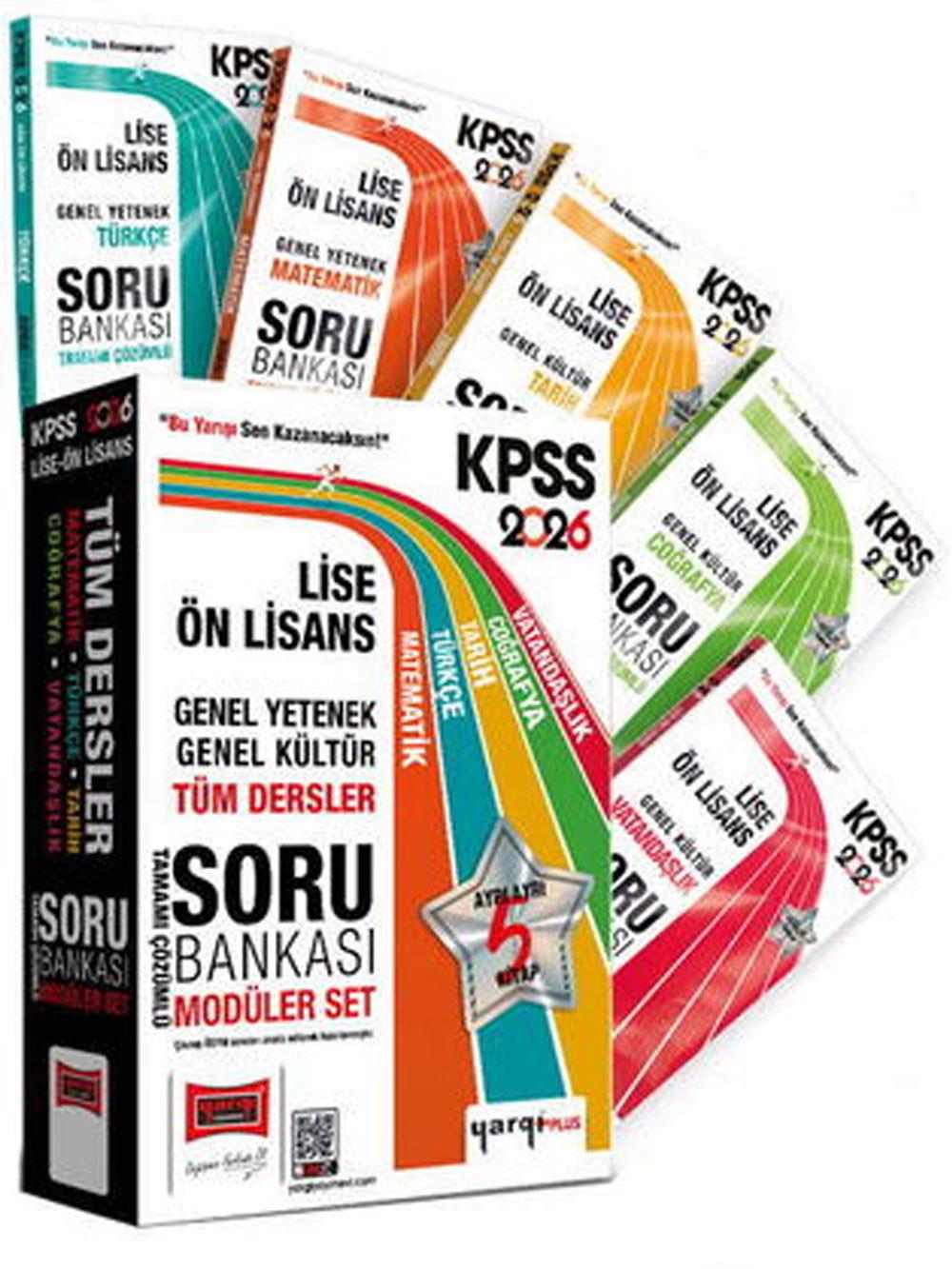 Yargı Yayınları 2026 KPSS Lise Ön Lisans GK-GY Tüm Dersler Tamamı Çözümlü Modüler Soru Bankası Seti (5 Kitap)