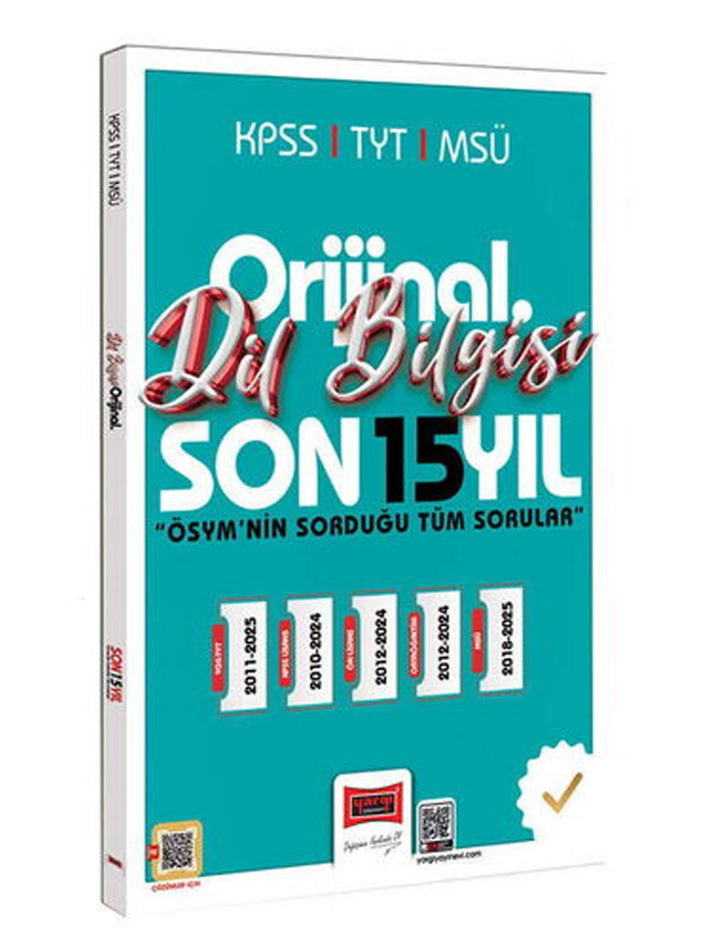 Yargı Yayınları 2026 KPSS TYT MSÜ Orijinal Dil Bilgisi Son 15 Yıl Çıkmış Sorular