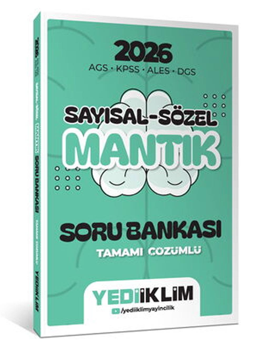 Yediiklim Yayınları 2026 AGS KPSS ALES DGS Sayısal Sözel Mantık Tamamı Çözümlü Soru Bankası