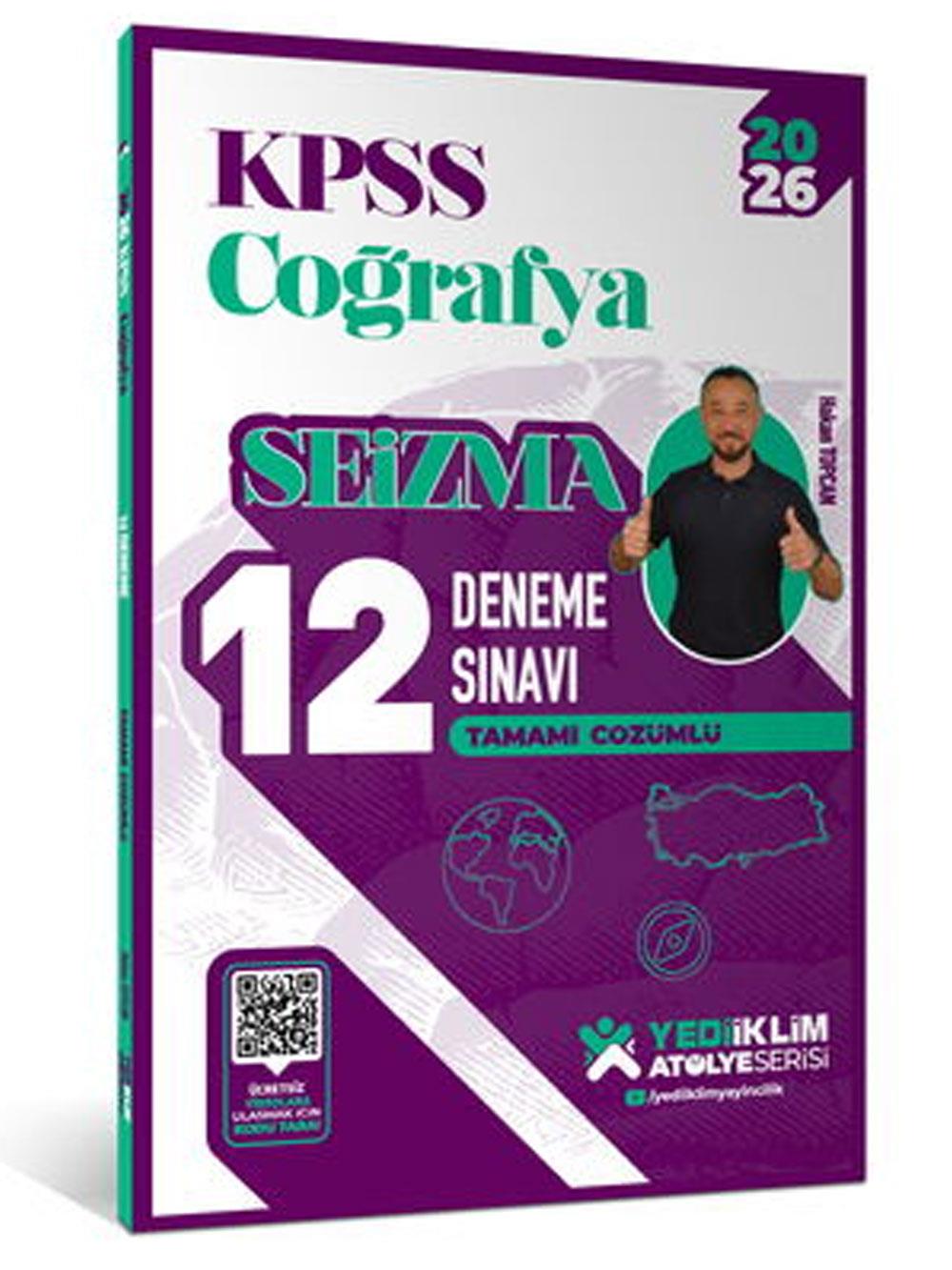 Yediiklim Yayınları 2026 KPSS Atölye Serisi Coğrafya Seizma Tamamı Çözümlü 12 Deneme Sınavı Hakan Topcan