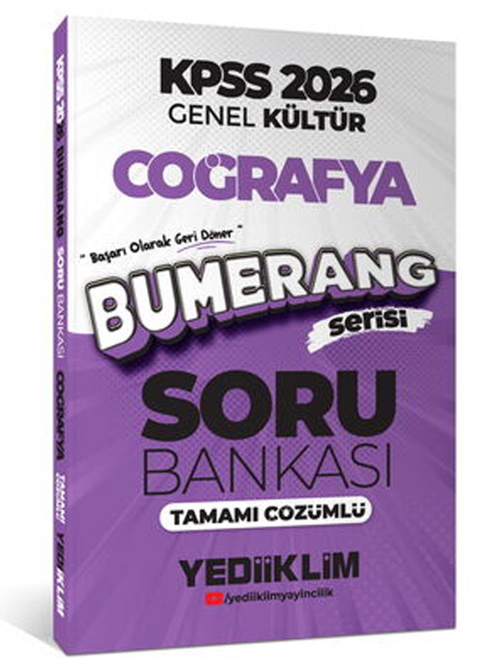 Yediiklim Yayınları 2026 KPSS Genel Kültür Bumerang Coğrafya Tamamı Çözümlü Soru Bankası