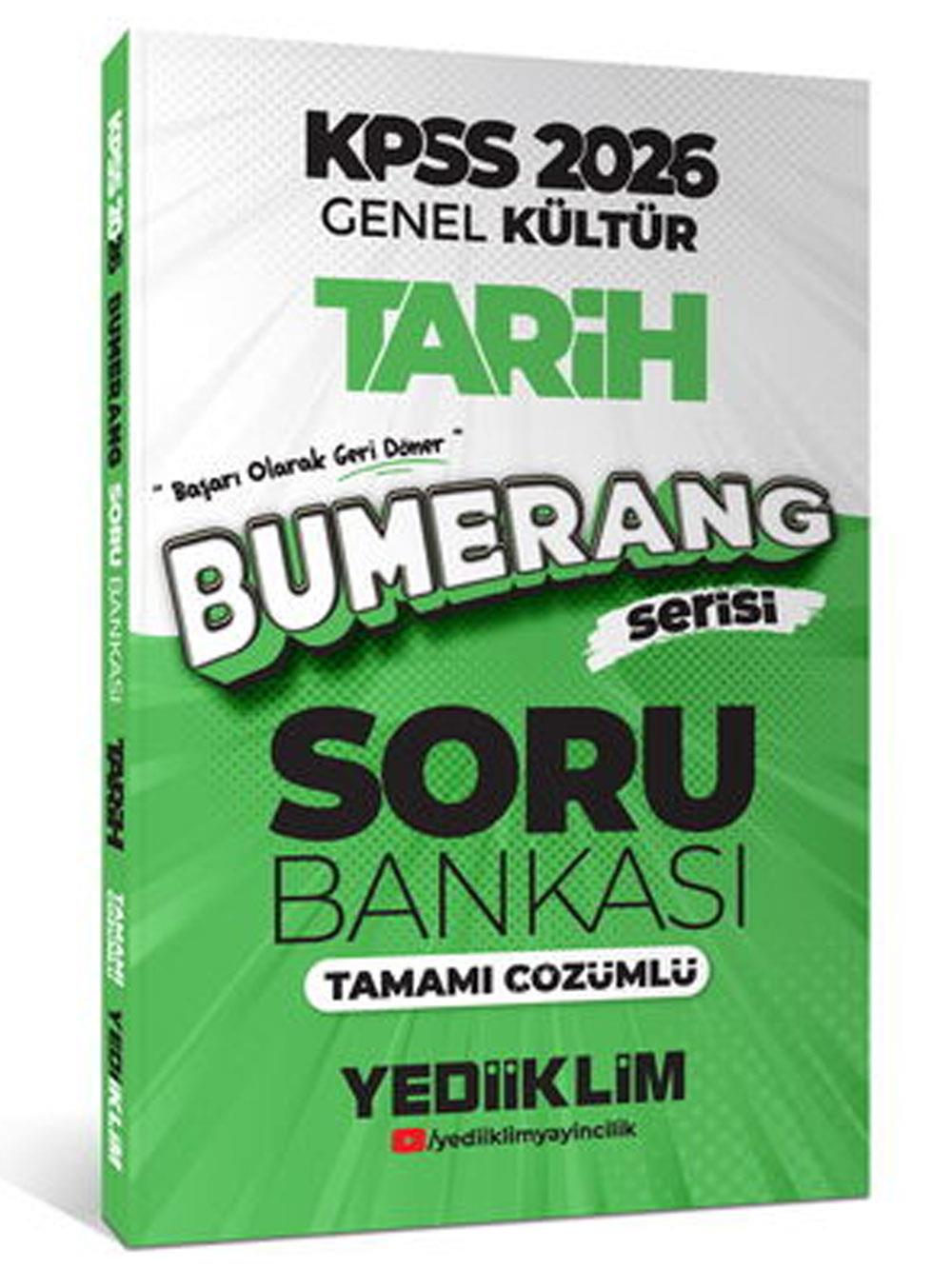 Yediiklim Yayınları 2026 KPSS Genel Kültür Bumerang Tarih Tamamı Çözümlü Soru Bankası