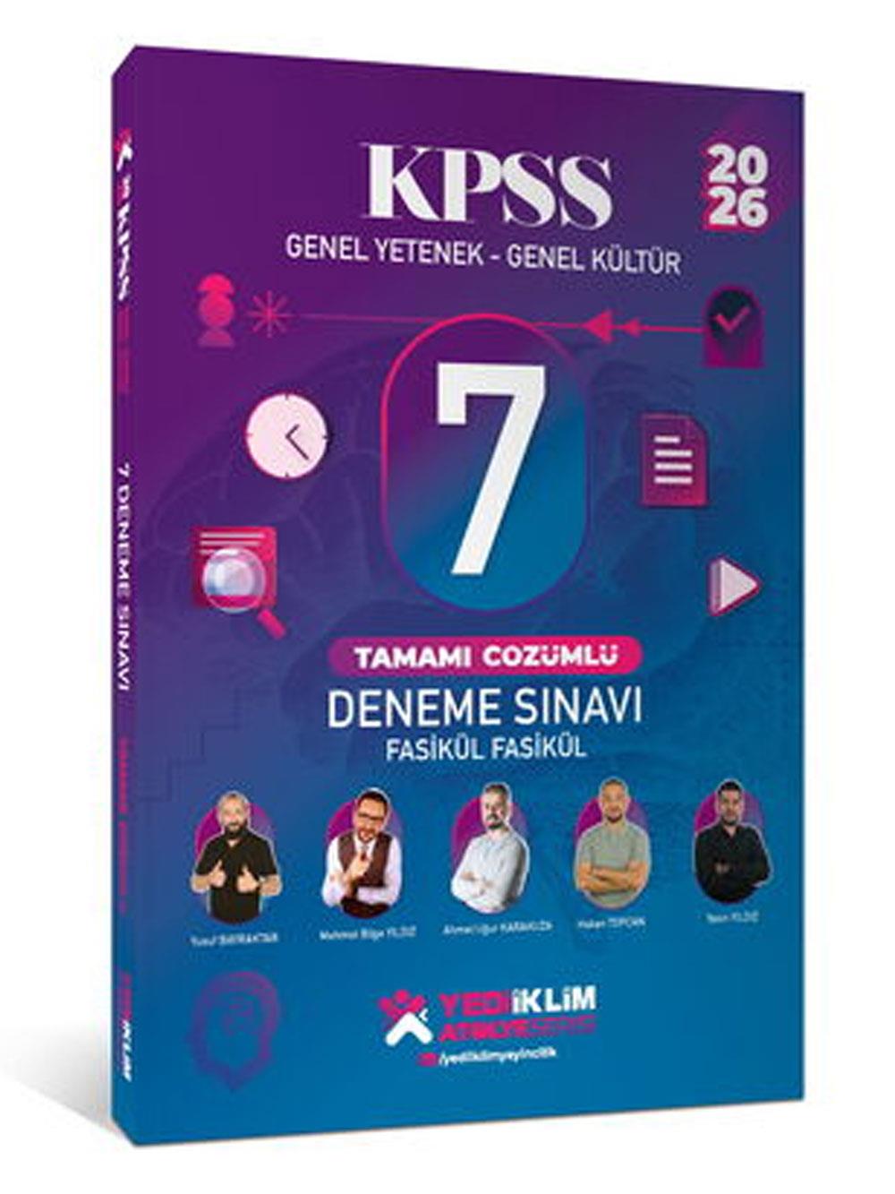 Yediiklim Yayınları 2026 KPSS Genel Yetenek - Genel Kültür Fasikül Fasikül 7 Deneme Sınavı Tamamı Çözümlü