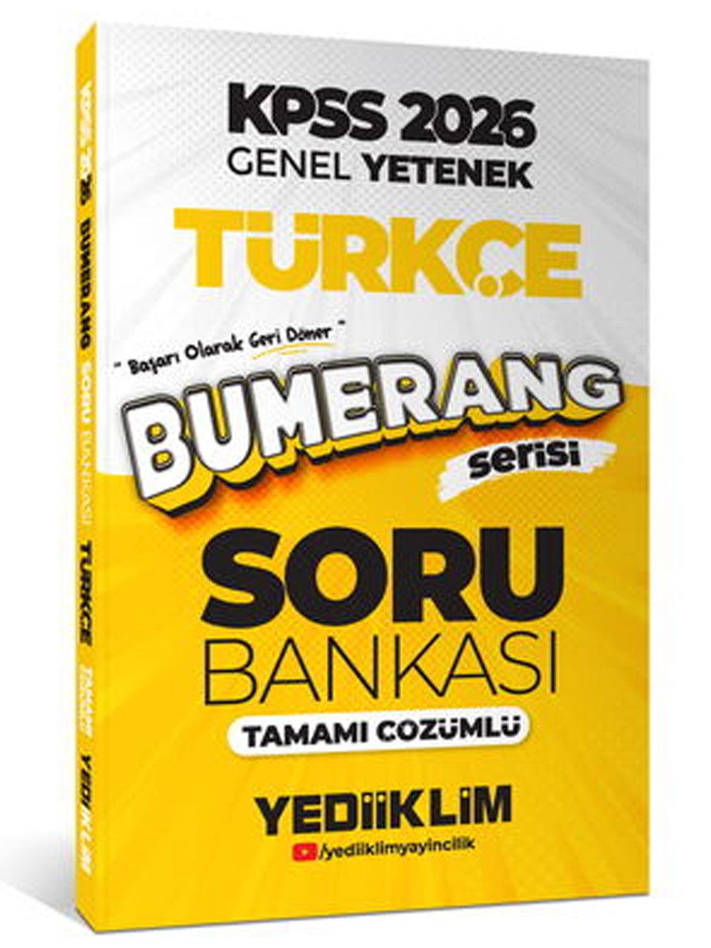 Yediiklim Yayınları 2026 KPSS Genel Yetenek Bumerang Türkçe Tamamı Çözümlü Soru Bankası