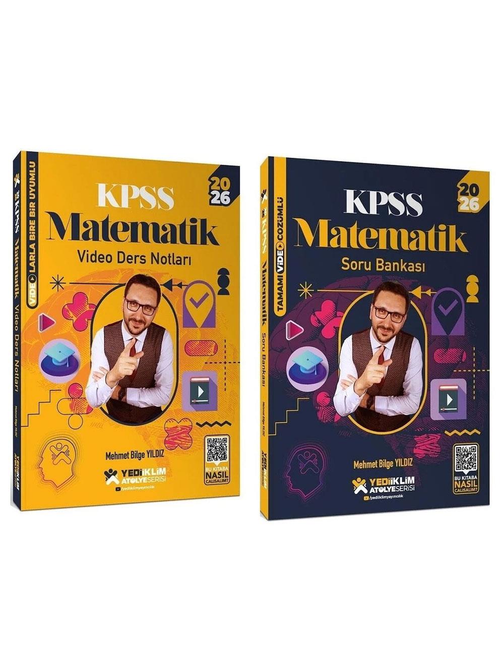Yediiklim Yayınları 2026 KPSS Matematik Atölye Video Ders Notları + Soru Bankası 2 li Set - Mehmet Bilge Yıldız
