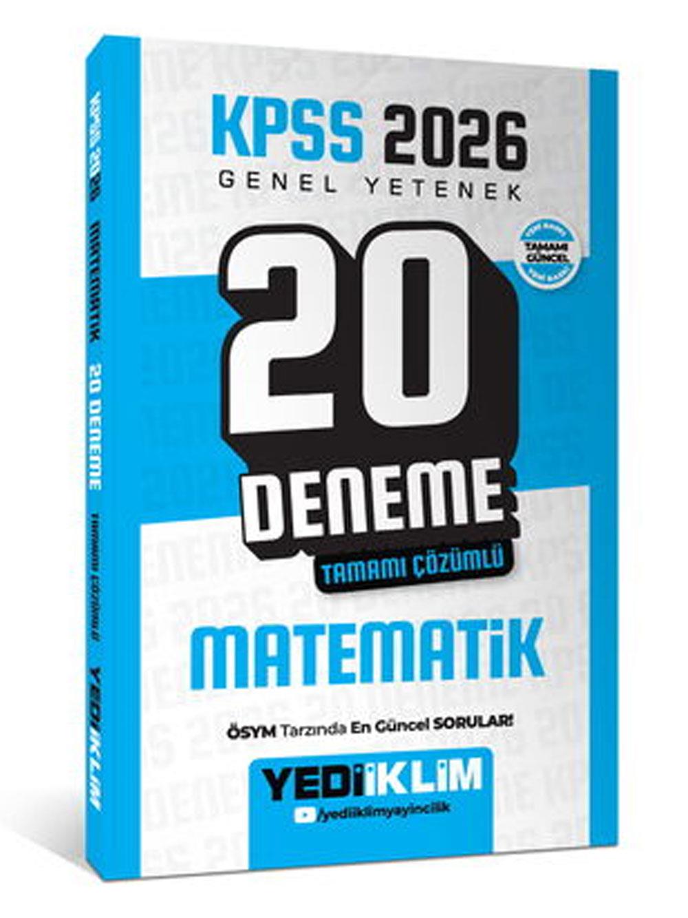 Yediiklim Yayınları KPSS 2026 Genel Yetenek Matematik Tamamı Çözümlü 20 Deneme