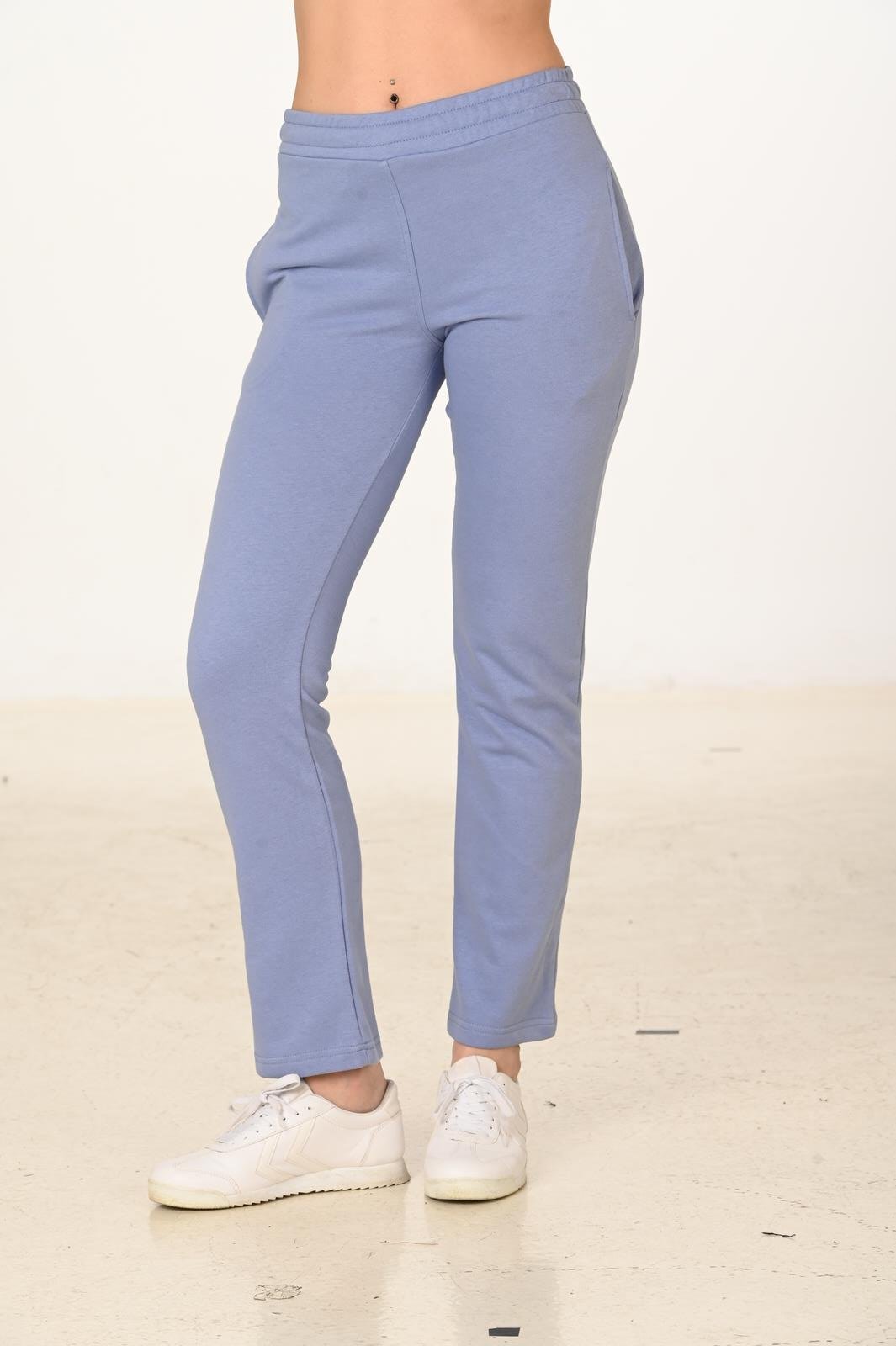 Kadın Pamuklu Slim Fit Eşofman Altı Mavi 5444-M