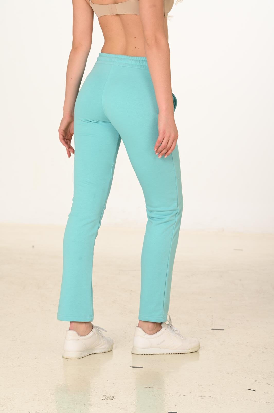 Kadın Pamuklu Slim Fit Eşofman Altı Turkuaz 5444-T