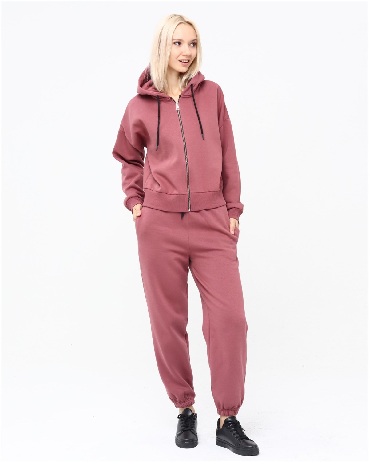 Kadın Tam Fermuarlı Crop Sweatshirt 5503G