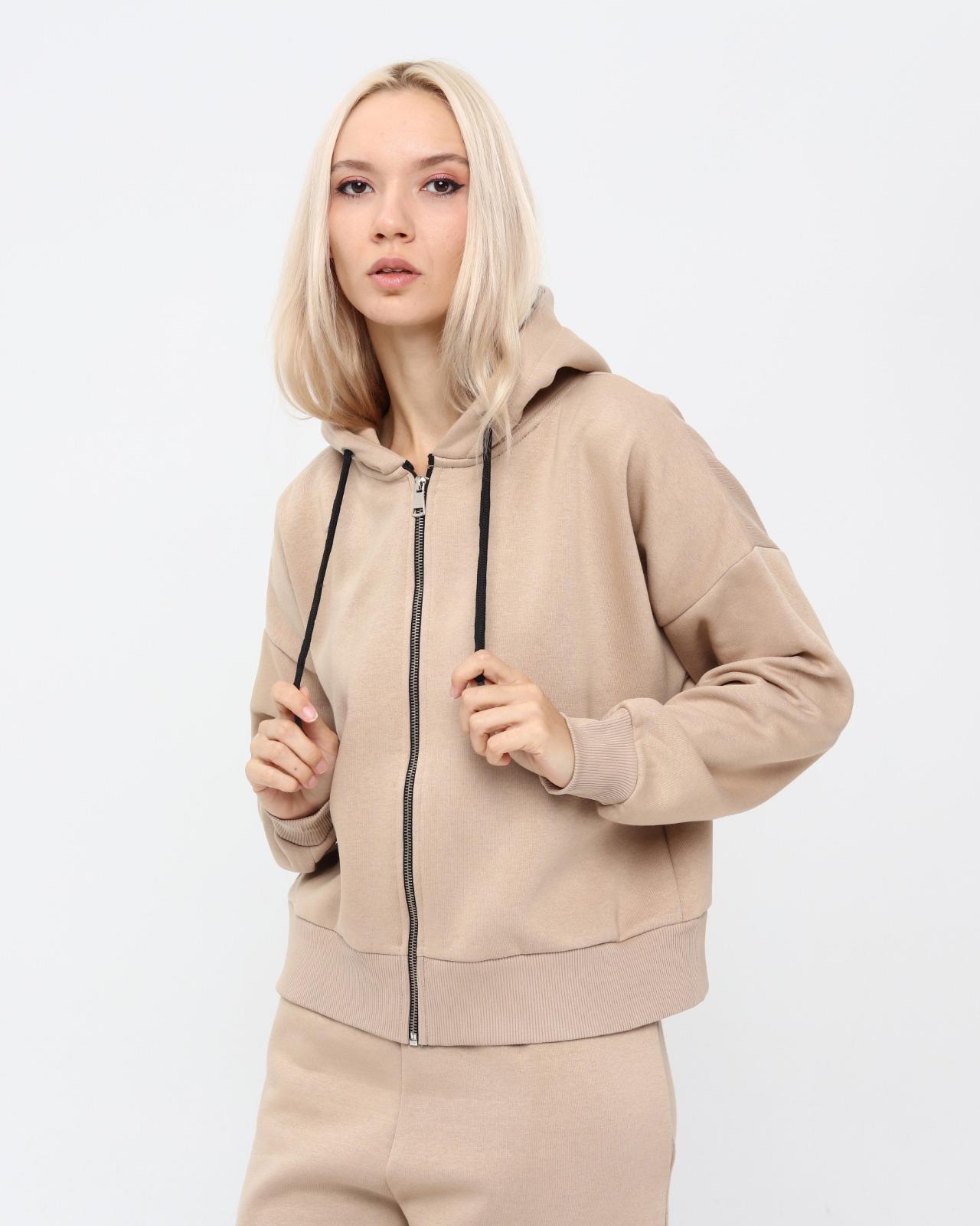Kadın Tam Fermuarlı Crop Sweatshirt 5503BE