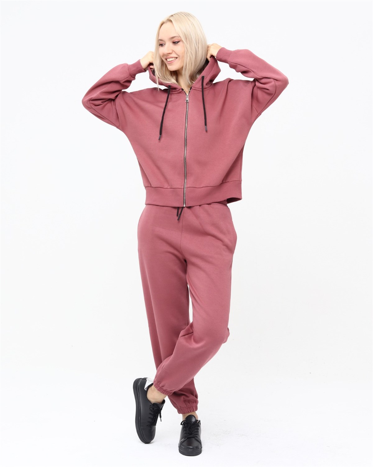 Kadın Tam Fermuarlı Crop Sweatshirt 5503G
