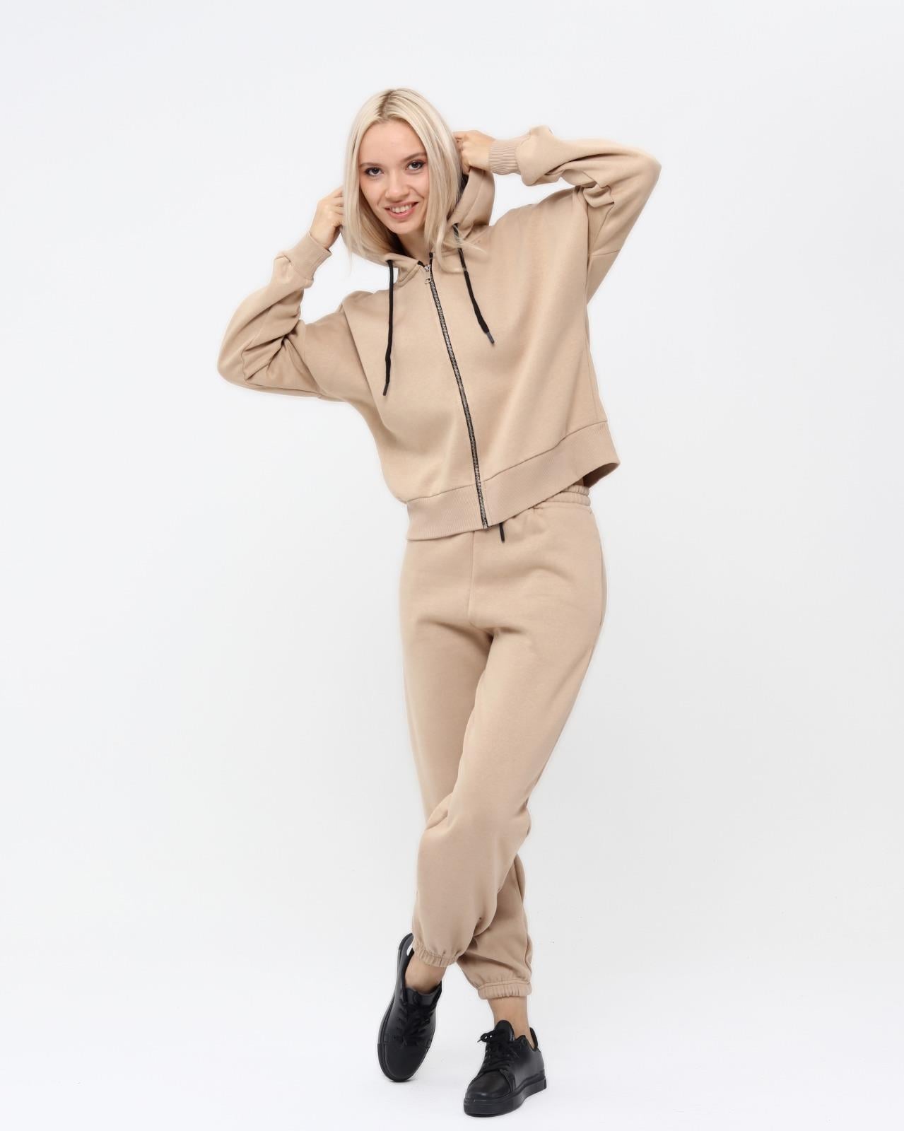 Kadın Tam Fermuarlı Crop Sweatshirt 5503BE