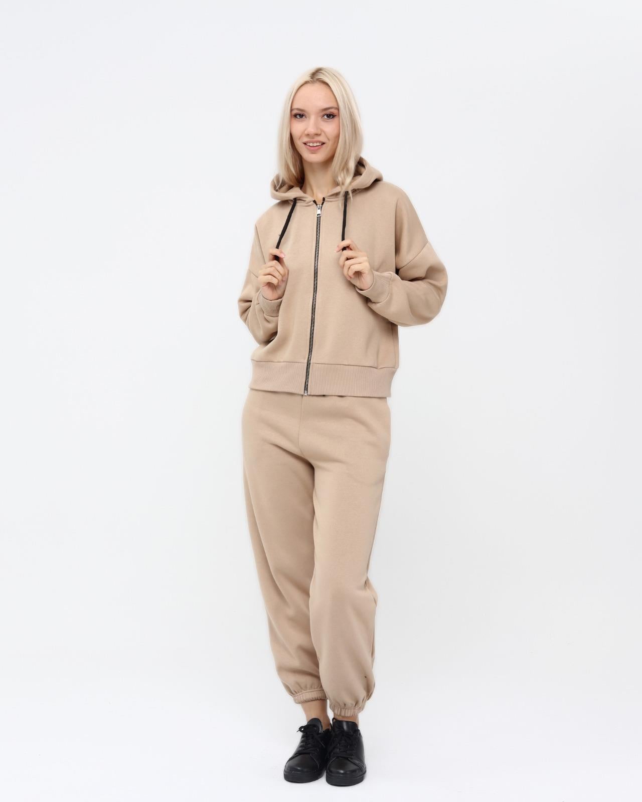 Kadın Tam Fermuarlı Crop Sweatshirt 5503BE