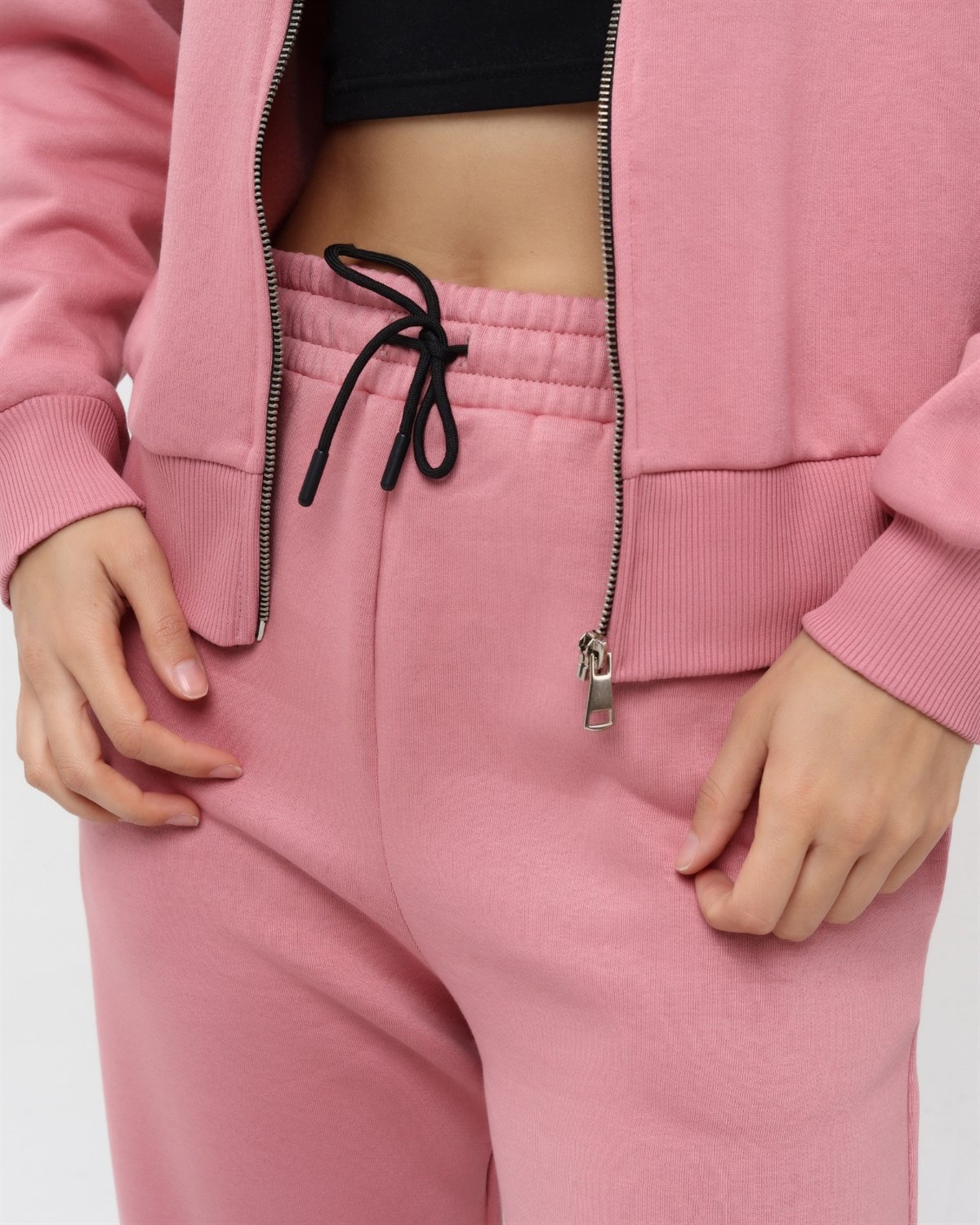 Kadın Tam Fermuarlı Crop Sweatshirt 5503P