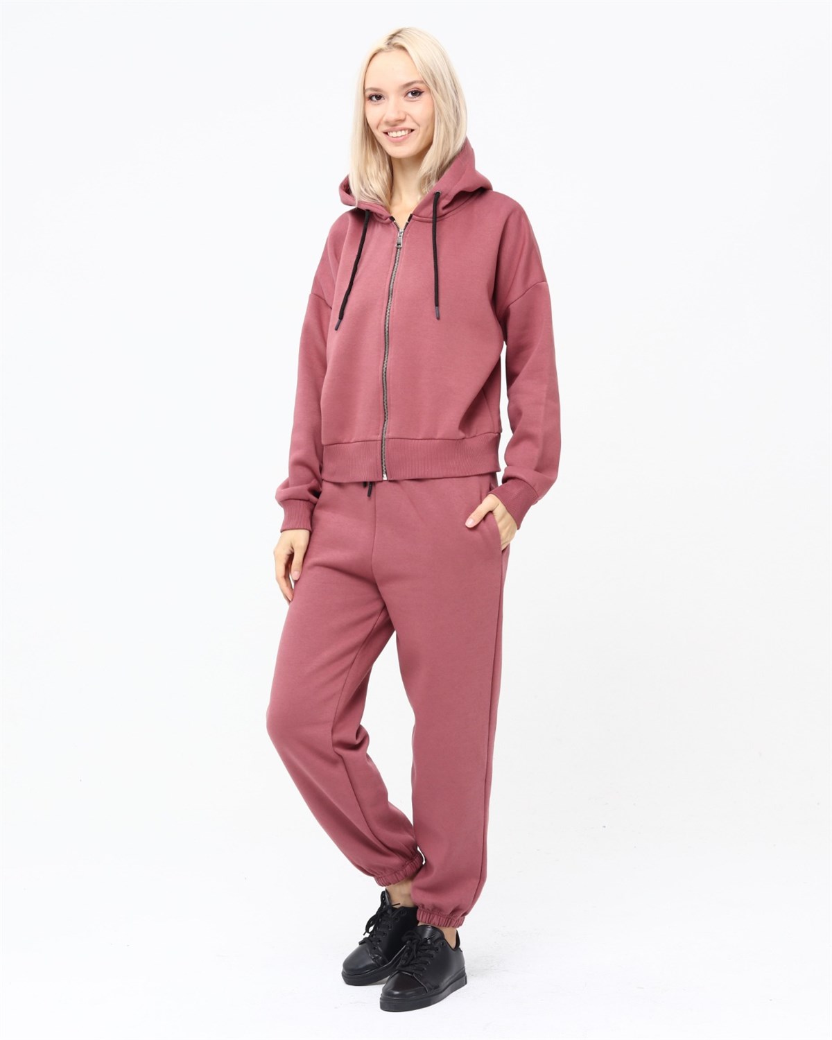 Kadın Tam Fermuarlı Crop Sweatshirt 5503G