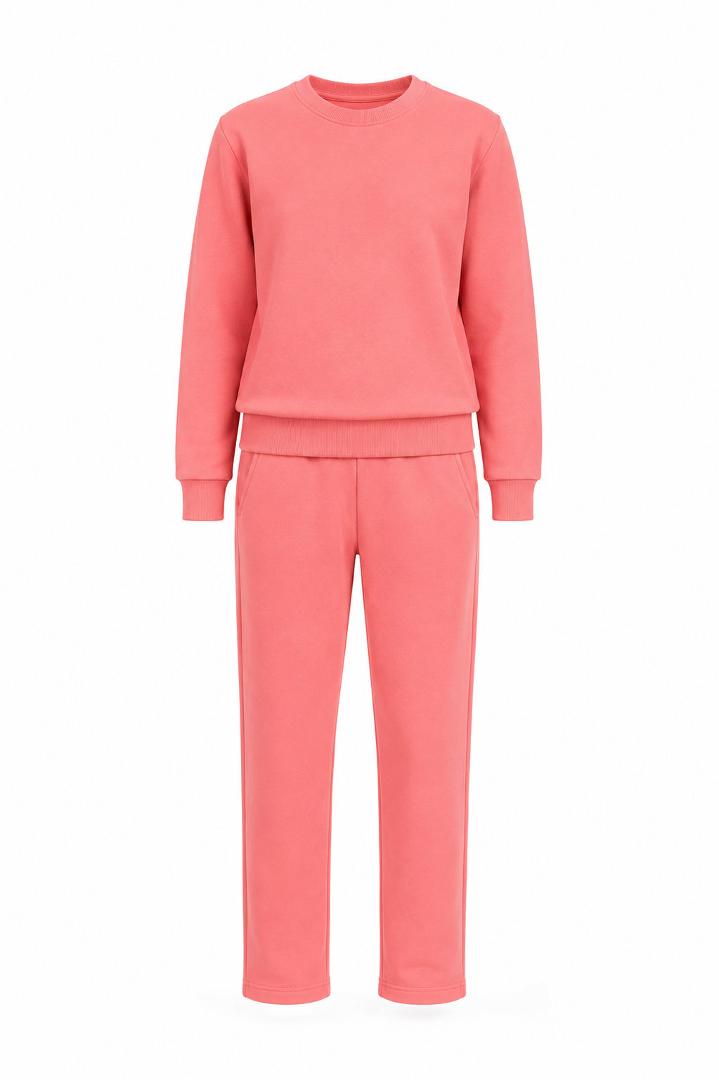 Unisex Çocuk Pamuklu Bisiklet Yaka Eşofman Takımı Pembe-301