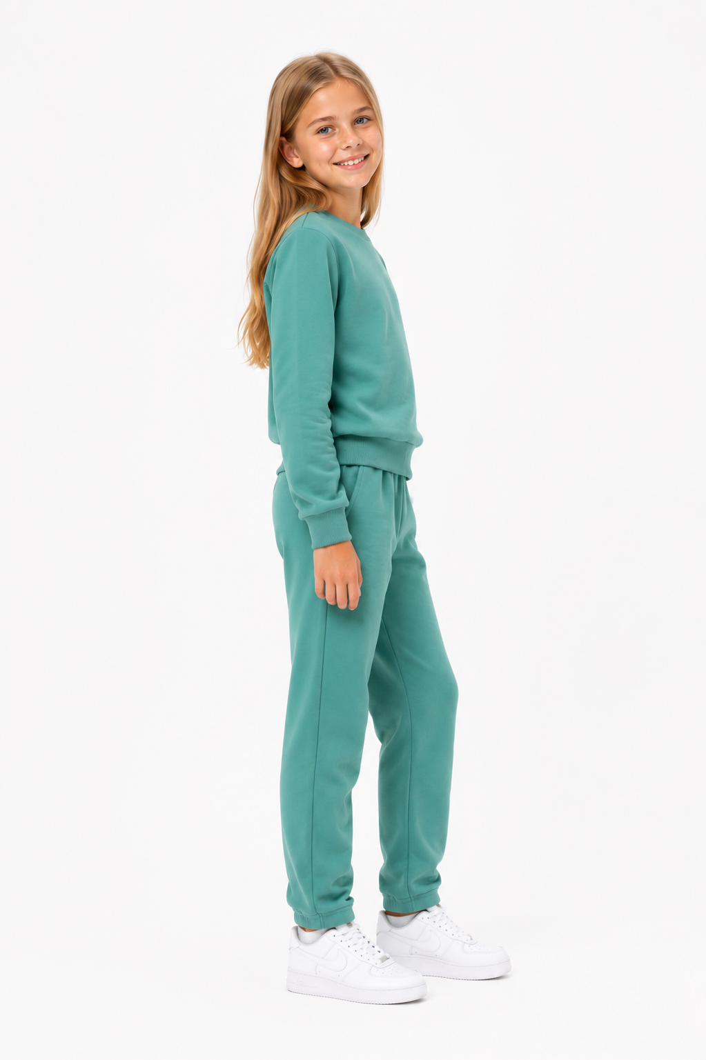Unisex Çocuk Pamuklu Bisiklet Yaka Eşofman Takımı Mint-301