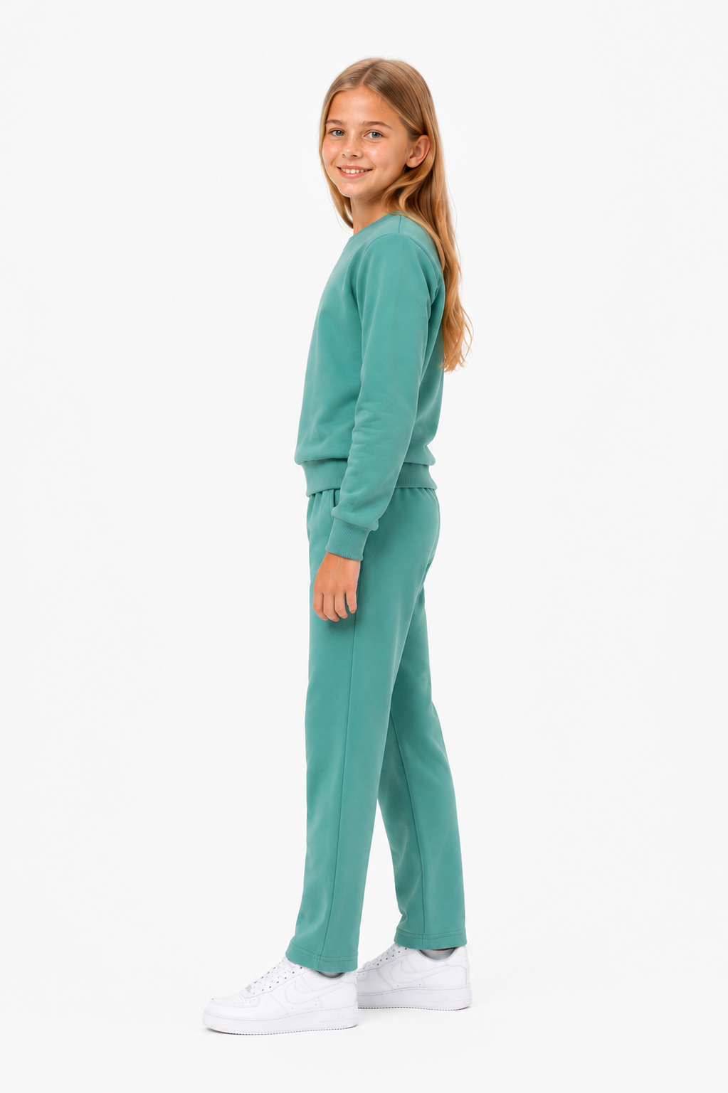 Unisex Çocuk Pamuklu Bisiklet Yaka Eşofman Takımı Mint-301