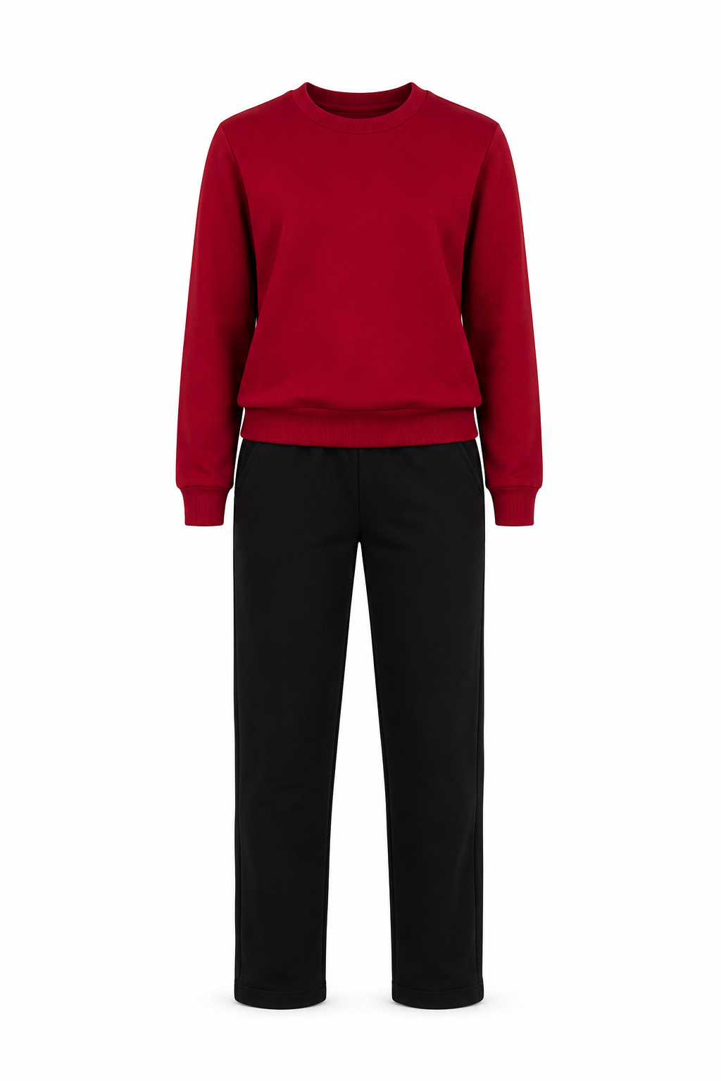 Unisex Çocuk Pamuklu Bisiklet Yaka Eşofman Takımı Bordo-301