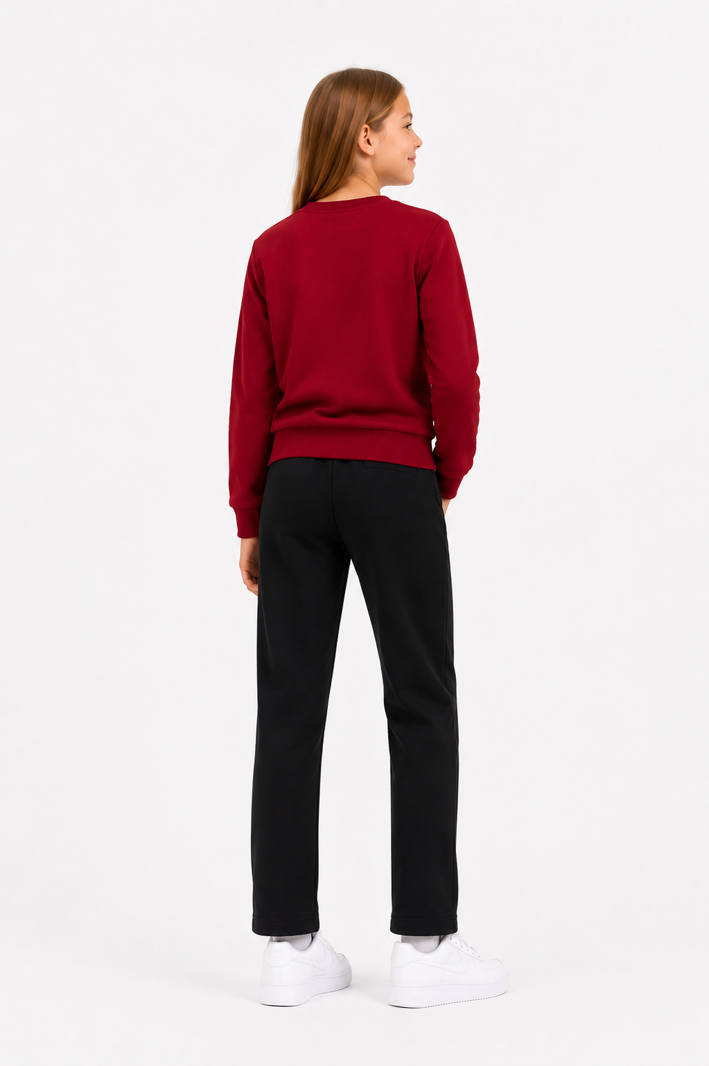 Unisex Çocuk Pamuklu Bisiklet Yaka Eşofman Takımı Bordo-301