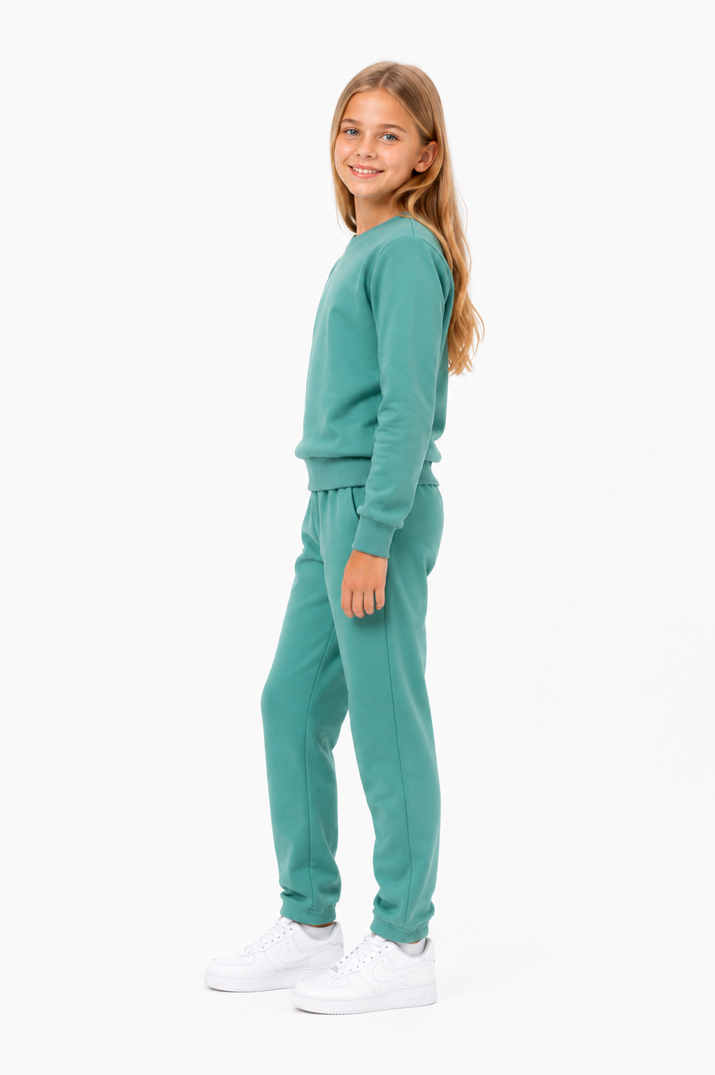 Unisex Çocuk Pamuklu Bisiklet Yaka Eşofman Takımı Mint-301