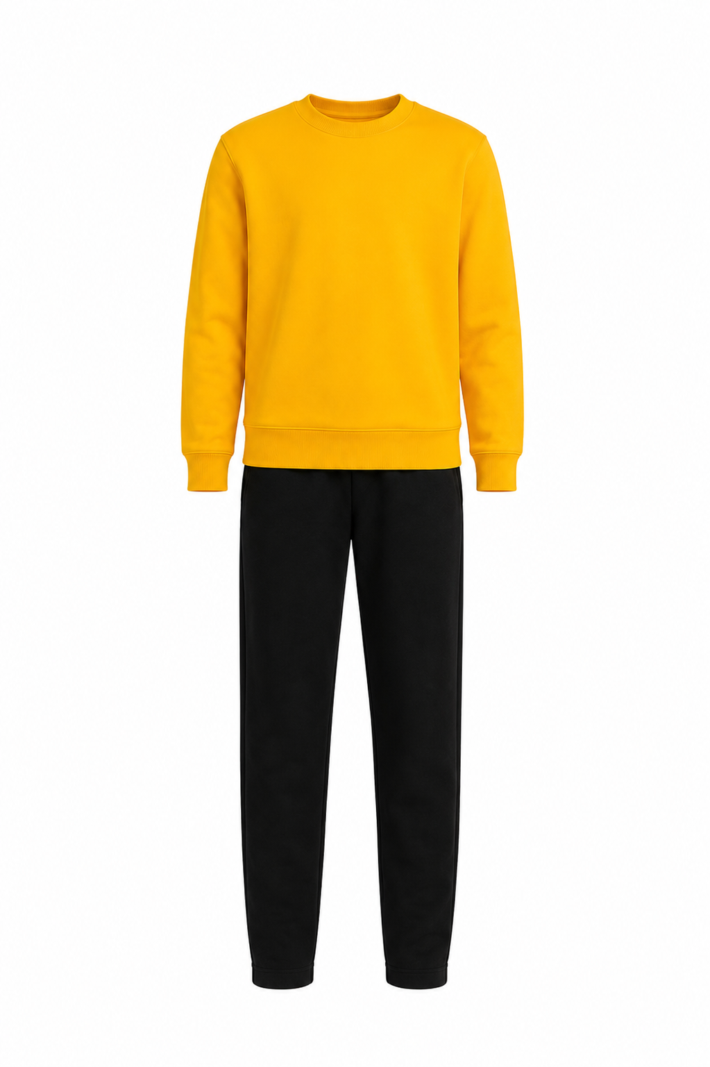 Unisex Çocuk Pamuklu Bisiklet Yaka Eşofman Takımı Sarı-301