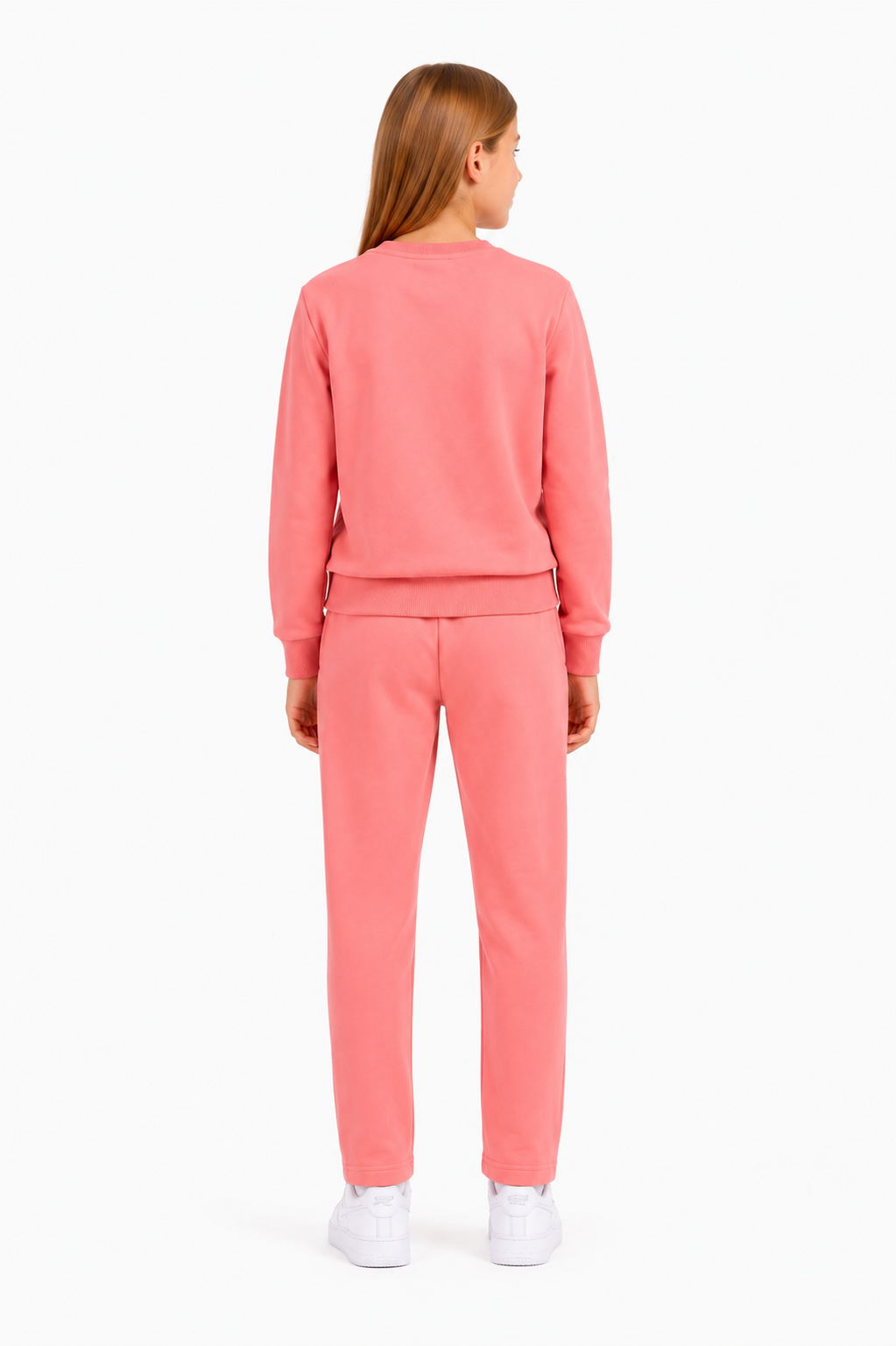 Unisex Çocuk Pamuklu Bisiklet Yaka Eşofman Takımı Pembe-301