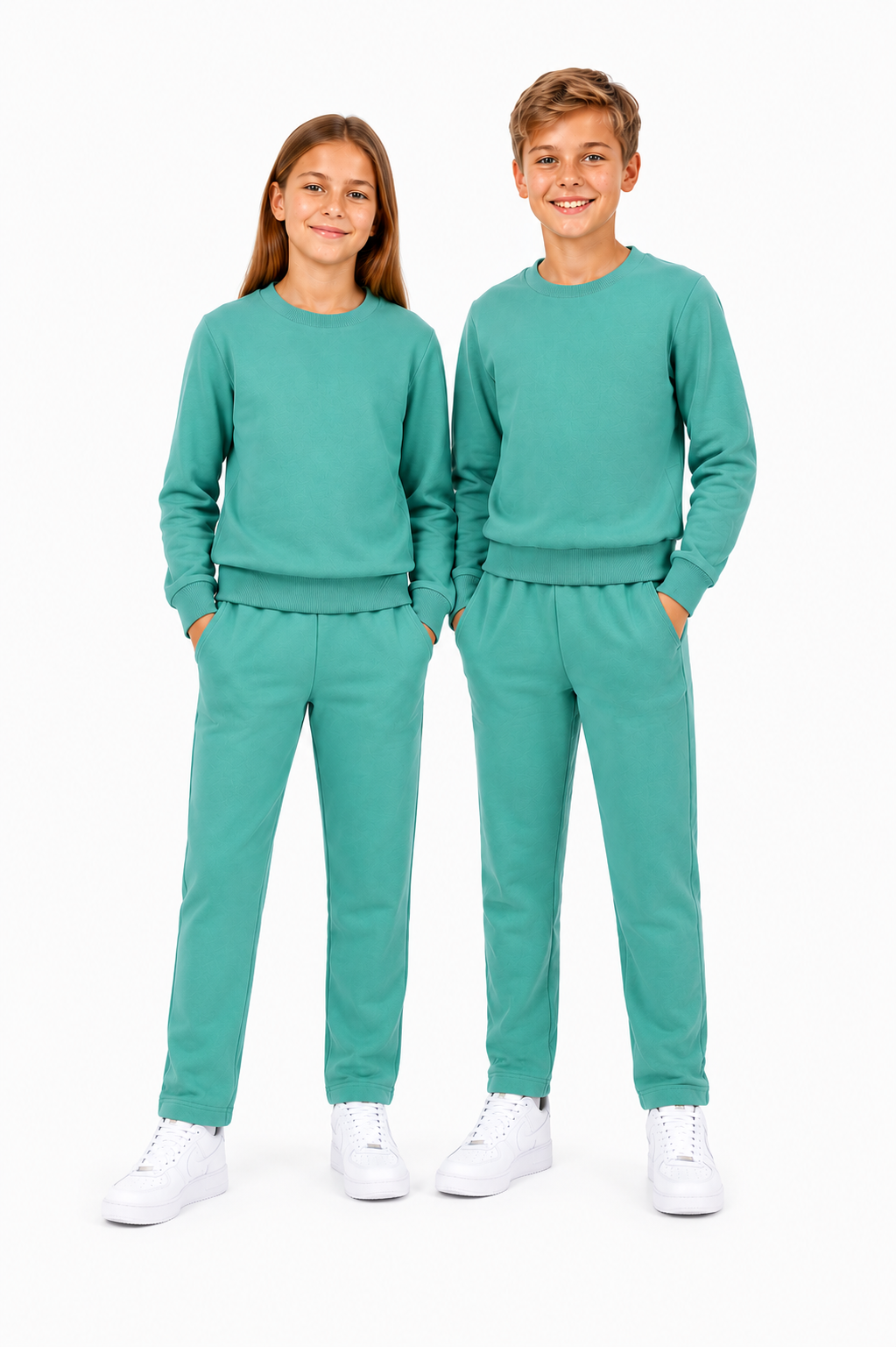 Unisex Çocuk Pamuklu Bisiklet Yaka Eşofman Takımı Mint-301