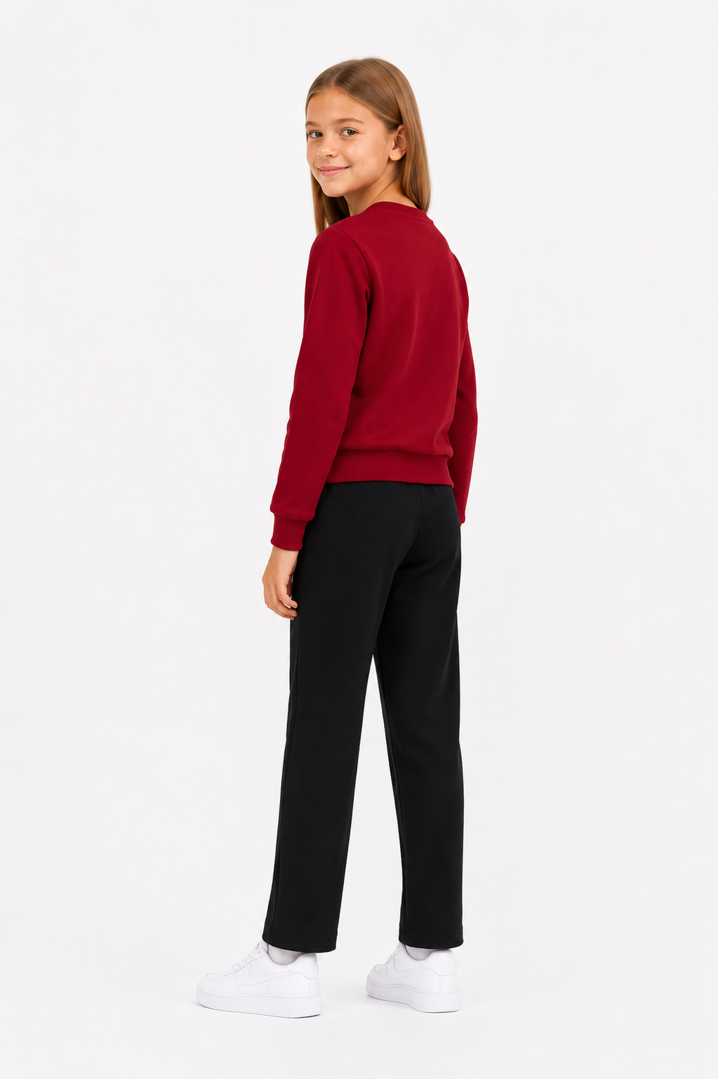 Unisex Çocuk Pamuklu Bisiklet Yaka Eşofman Takımı Bordo-301