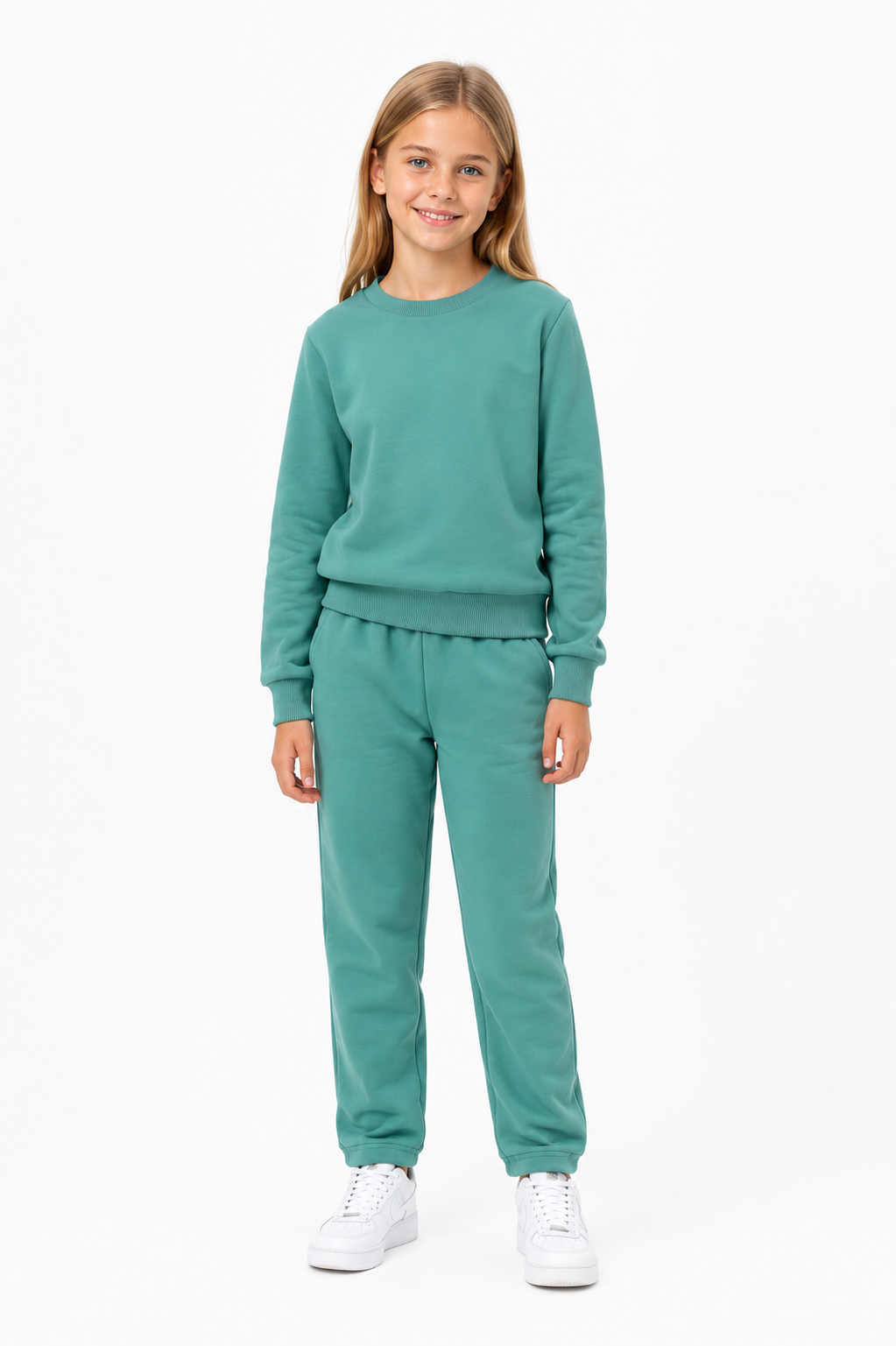 Unisex Çocuk Pamuklu Bisiklet Yaka Eşofman Takımı Mint-301