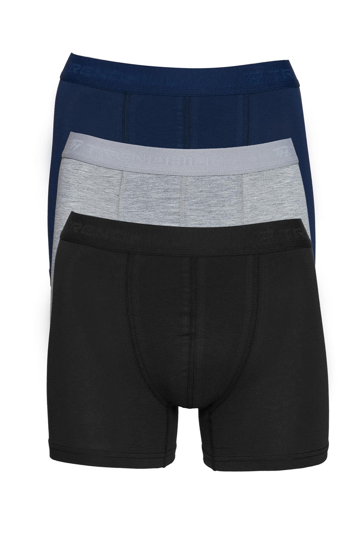 Erkek 3'li Pamuklu Likralı Esnek Kumaş Boxer Set 7811-3