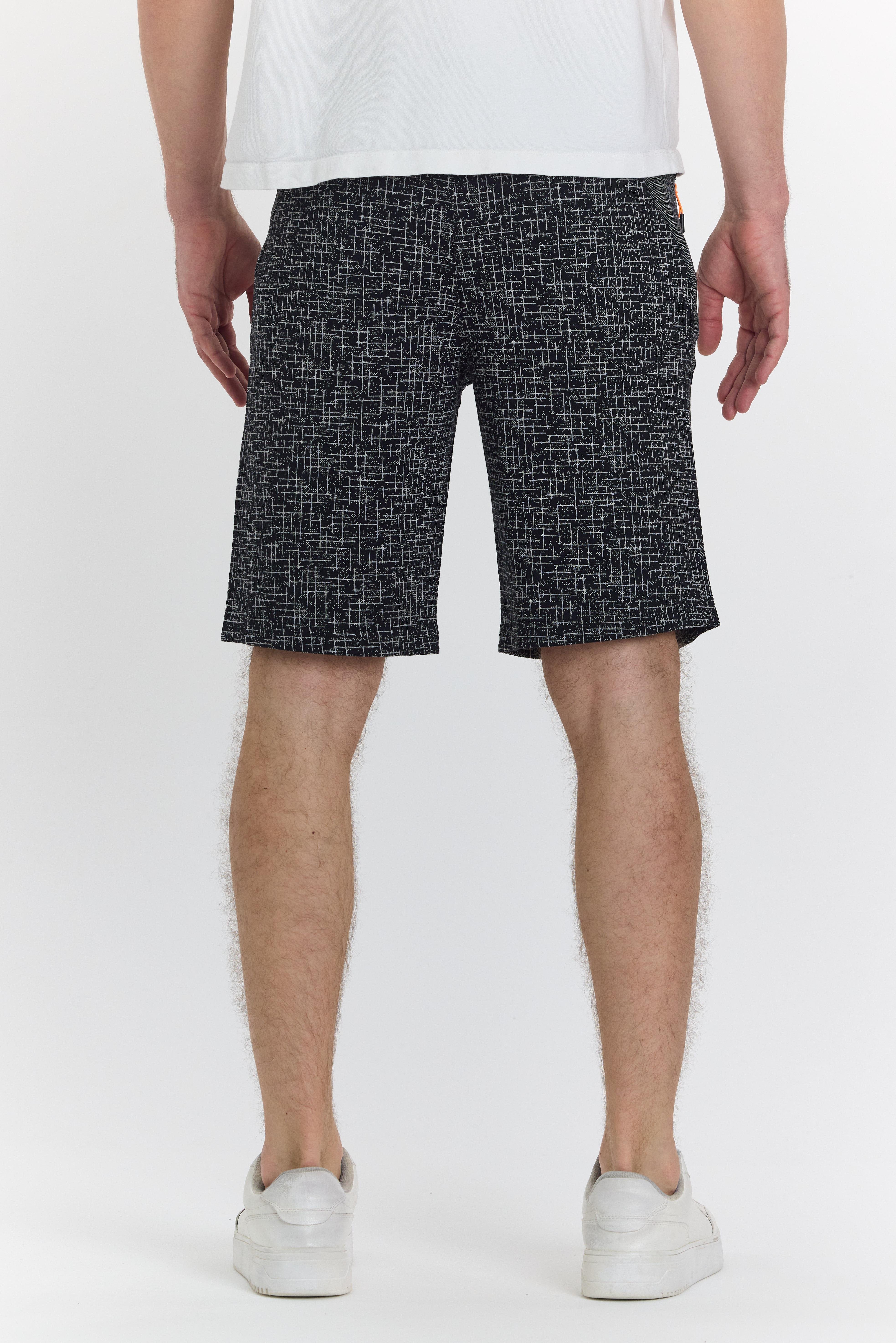 Erkek Polycotton Baskılı Şort Siyah 6047-S