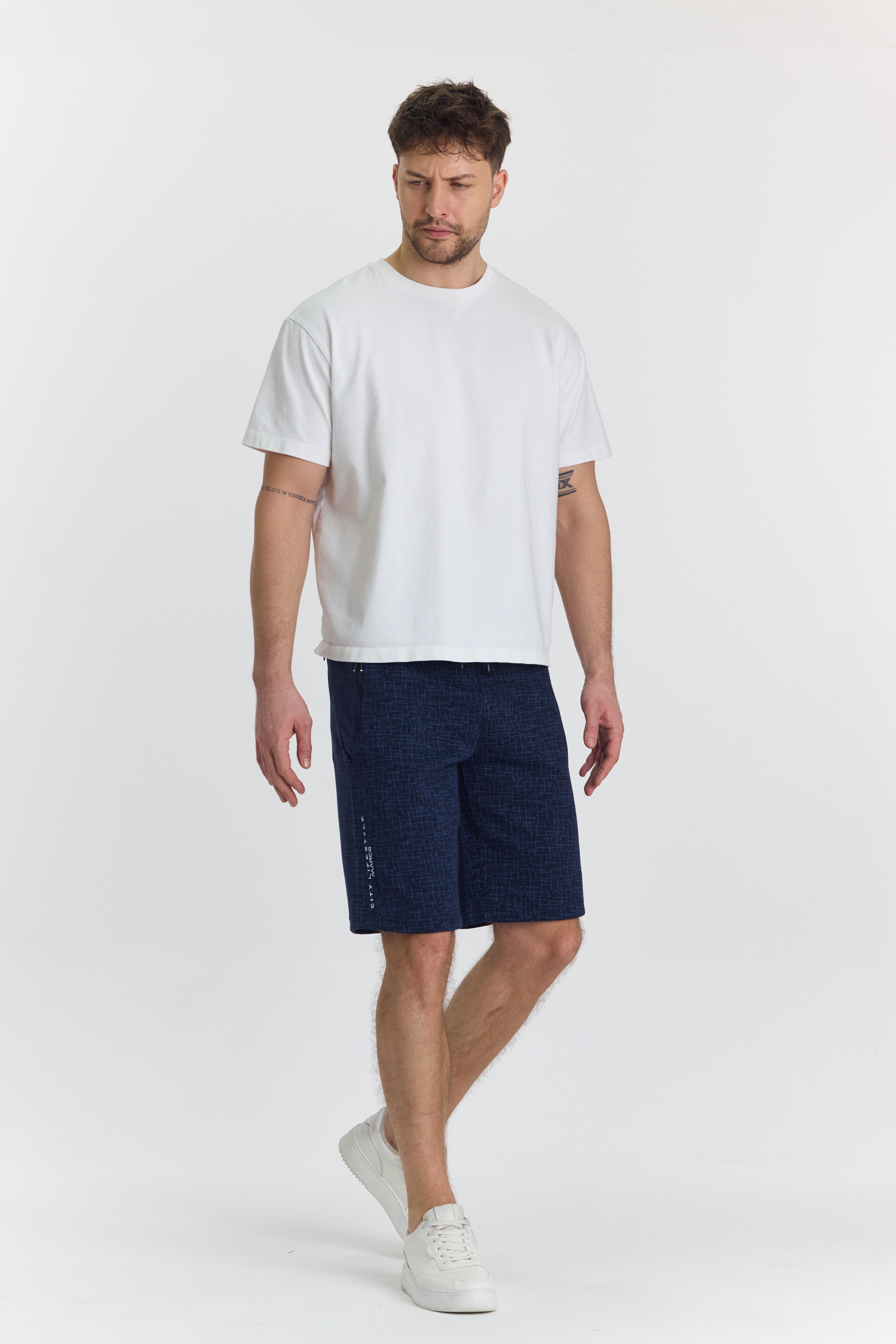 Erkek Polycotton Baskılı Şort Lacivert 6047-L