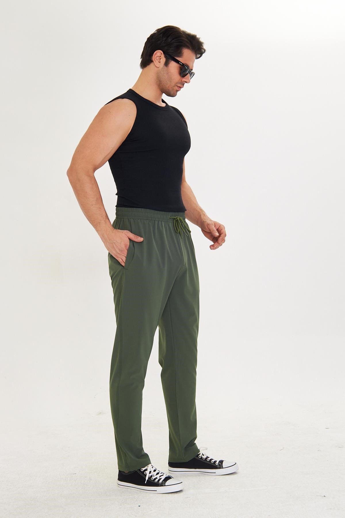 Erkek StretchFit Esnek Eşofman Altı Haki 2660-H