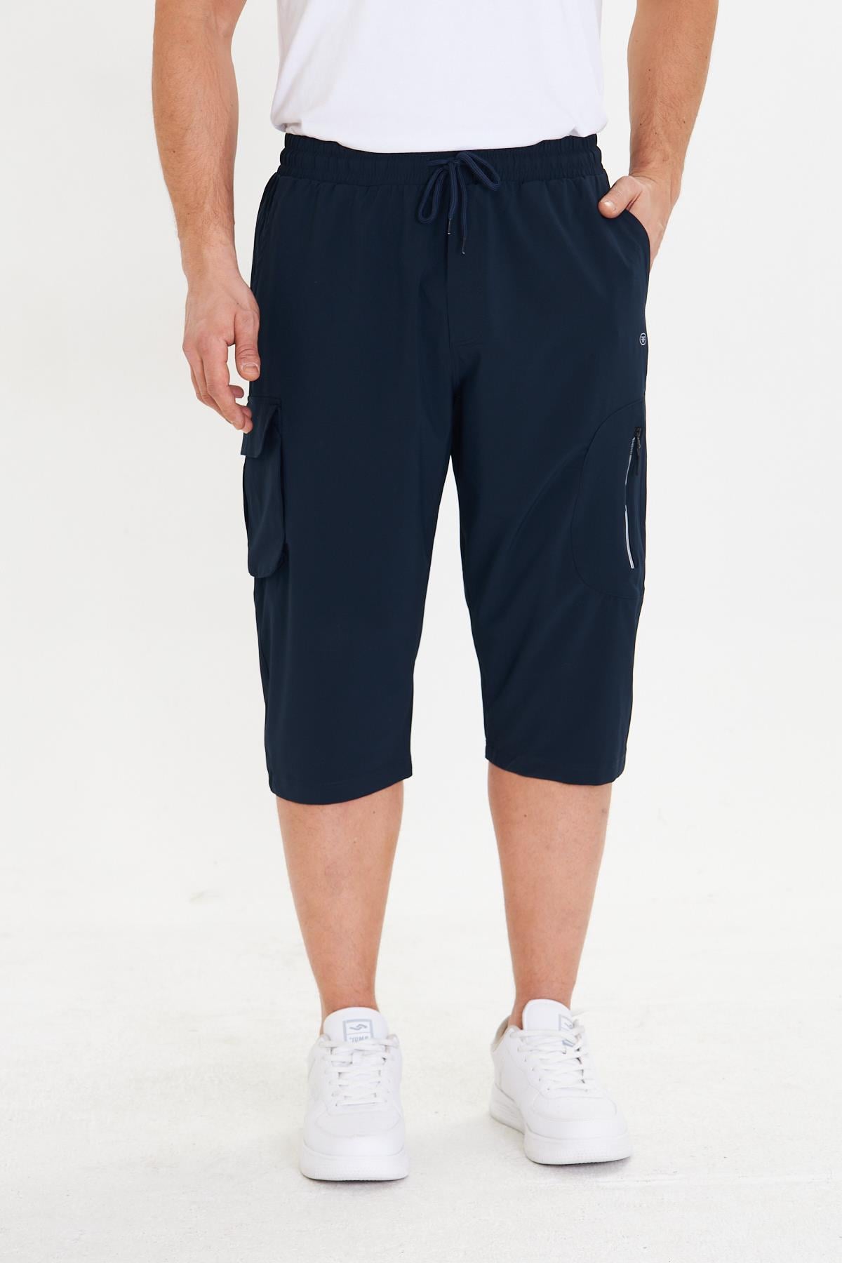 Erkek StretchFit Kargo Cepli Esnek Kapri Lacivert 6035-L