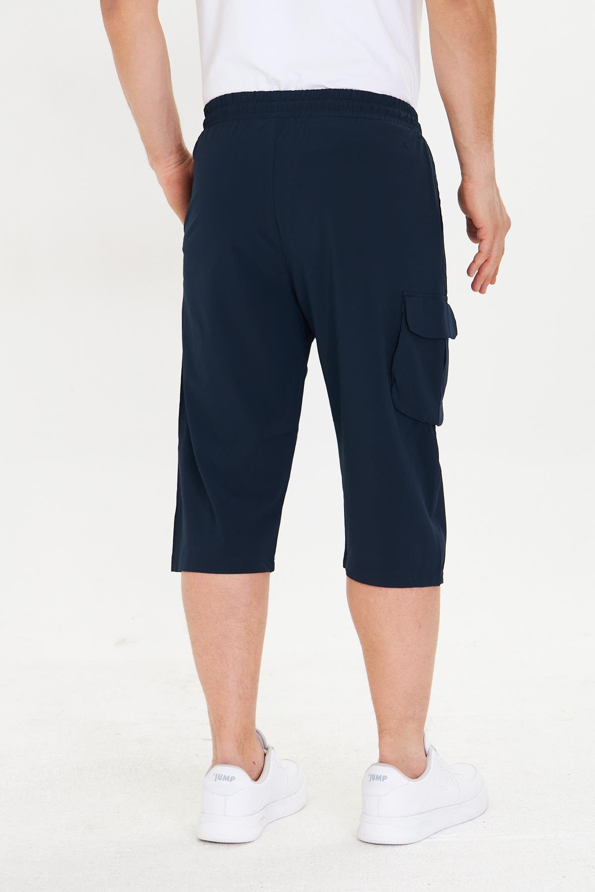 Erkek StretchFit Kargo Cepli Esnek Kapri Lacivert 6035-L
