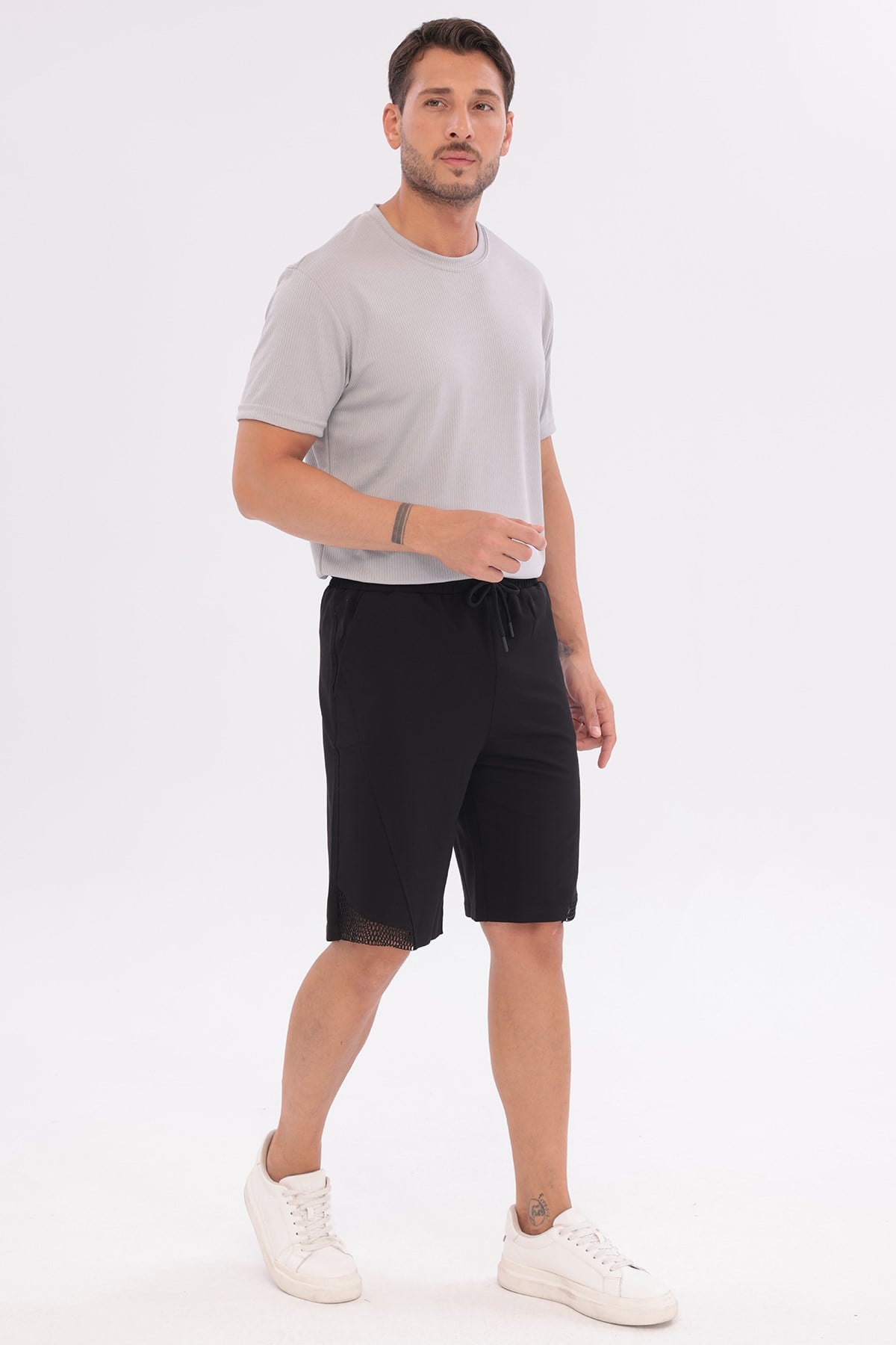 Erkek Pamuklu Sportif Şort Siyah 6059