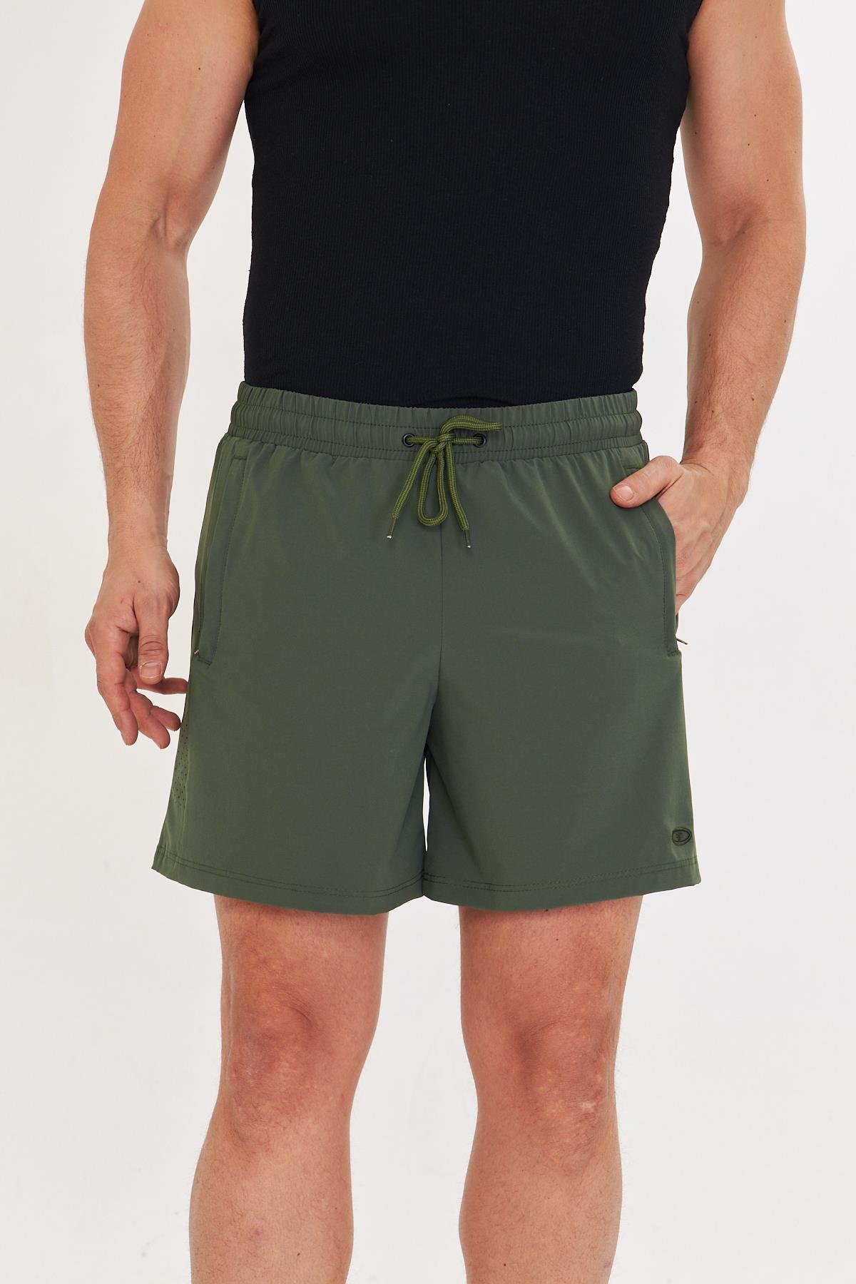 Erkek StretchFit İçi Astarlı Esnek Sporcu Şortu Haki 2658-H