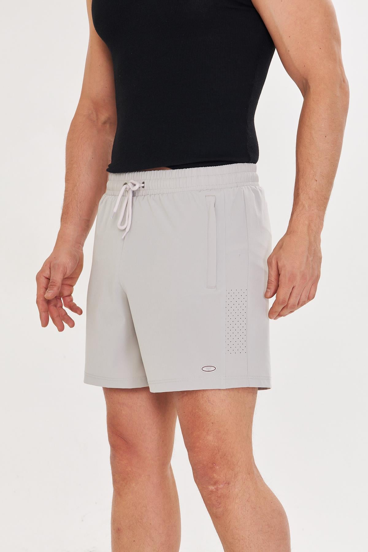Erkek StretchFit İçi Astarlı Esnek Sporcu Şortu Taş 2658-T