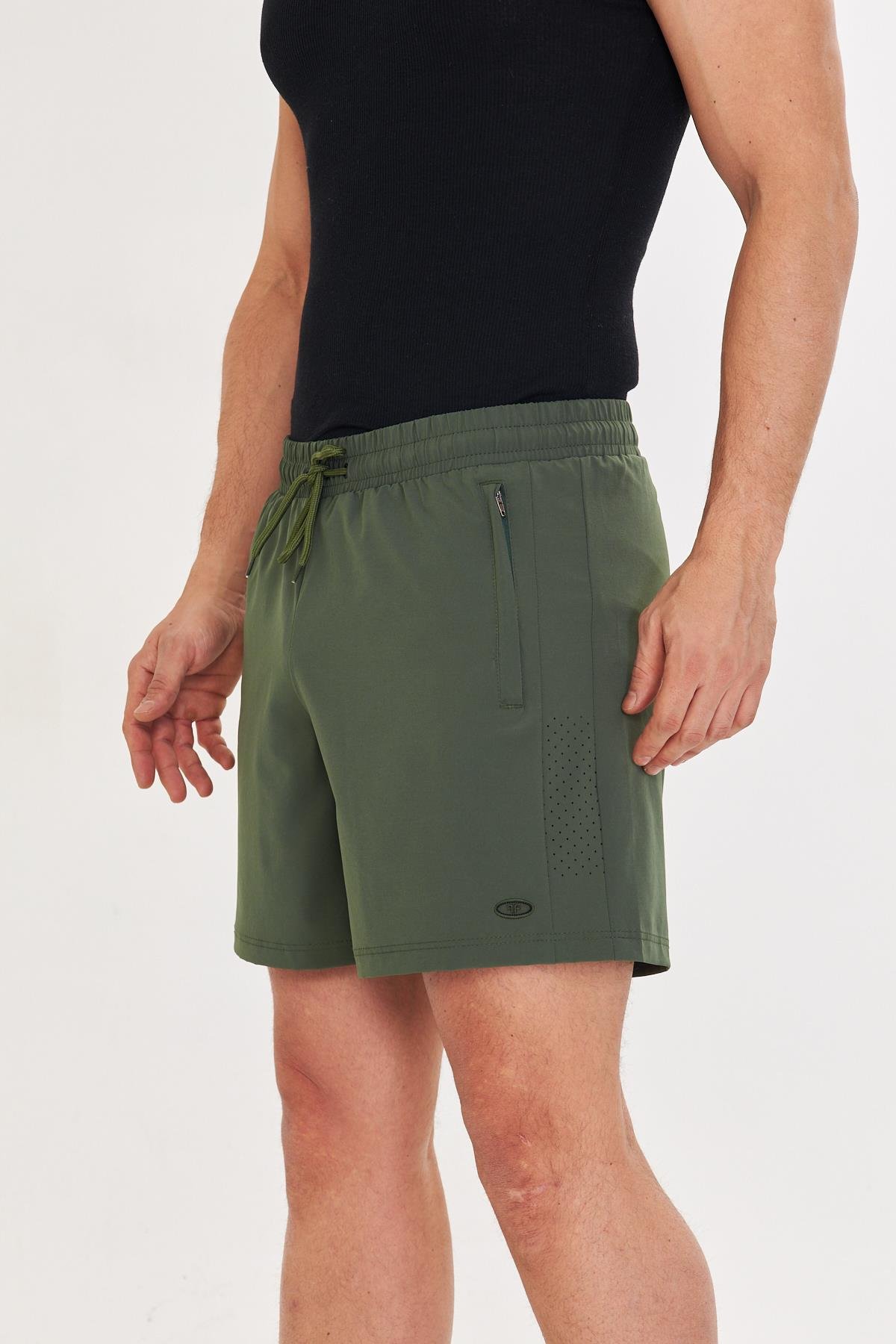 Erkek StretchFit İçi Astarlı Esnek Sporcu Şortu Haki 2658-H
